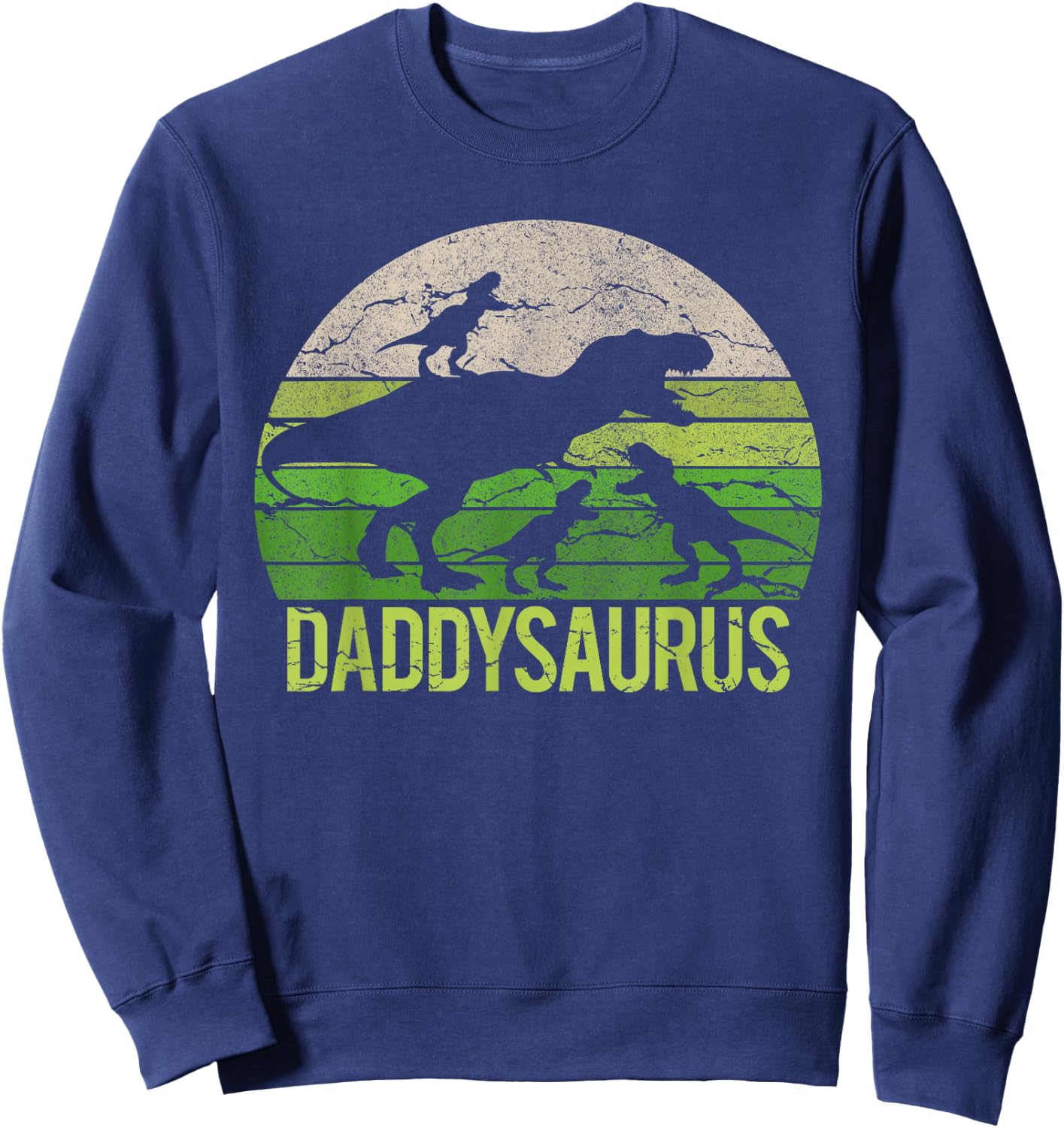 Daddy Dinosaur Daddysaurus 3 three kid Gift Dad christmas Sweatshirt - Sweatshirt | Navy