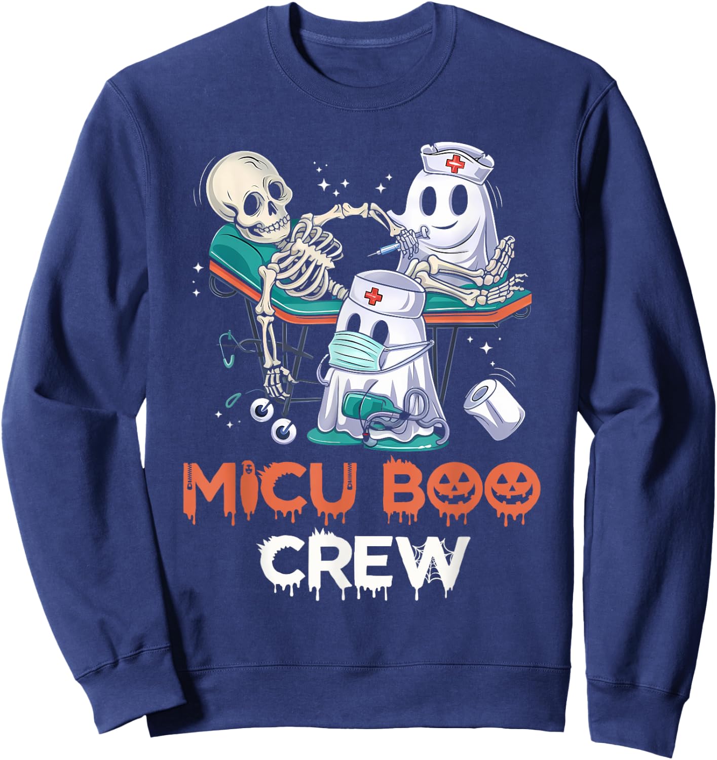 MICU nurse shirt MICU boo crew MICU RN Halloween Sweatshirt - Sweatshirt | Navy