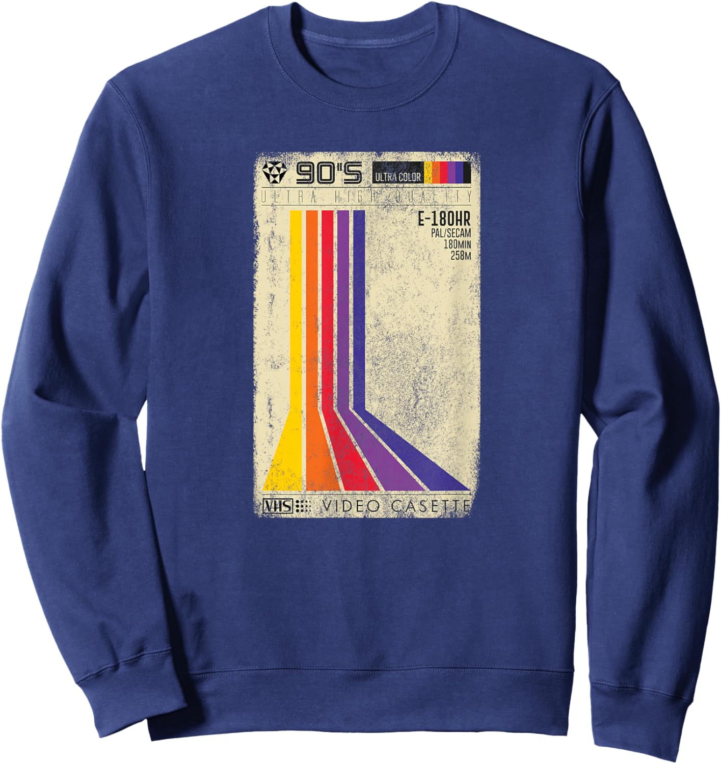 Vintage VHS 80s-90s Video Tape Sweatshirt - Sweatshirt | Navy