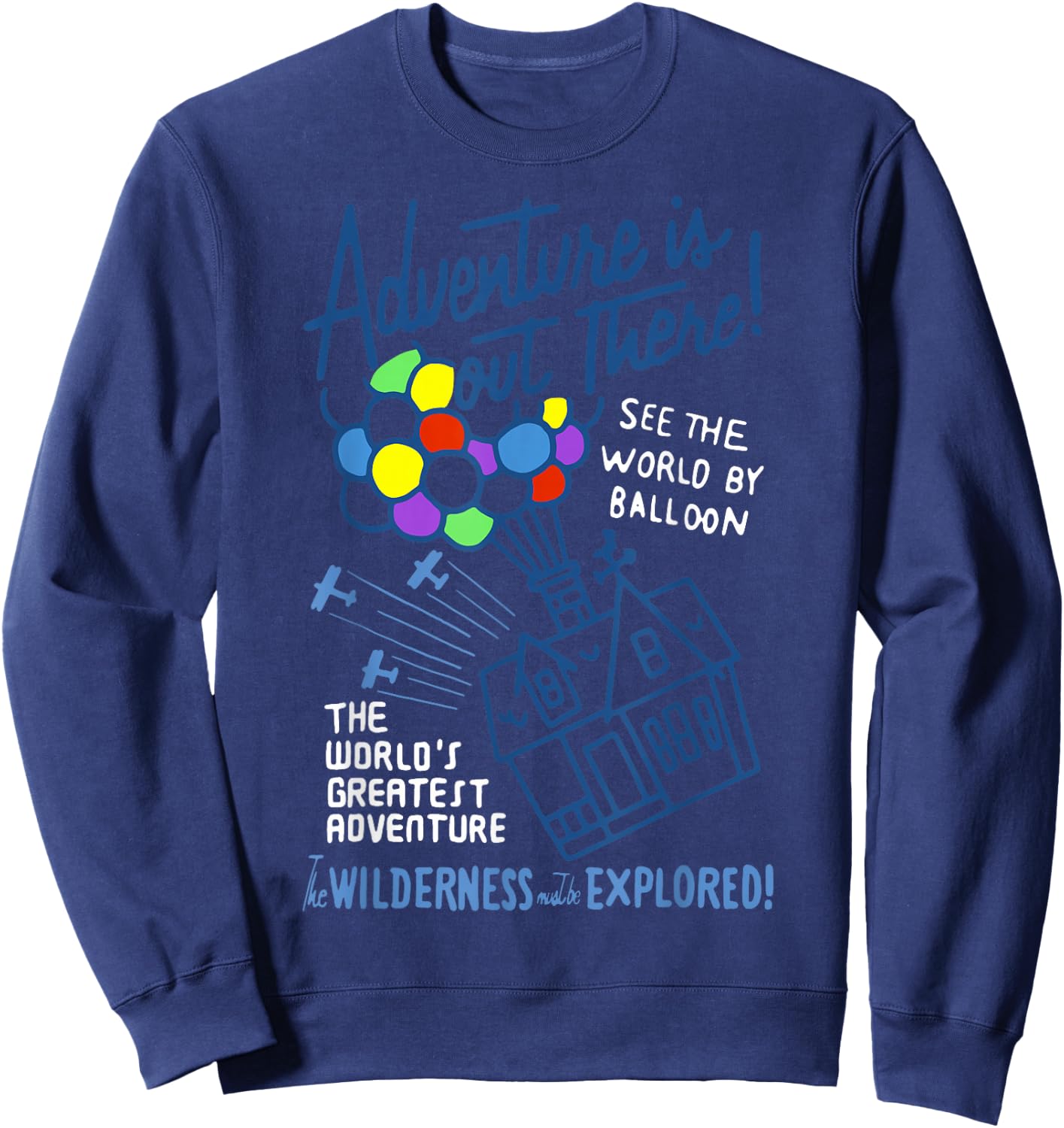 Disney Pixar Up Adventure is Out There Vintage Balloon House Sweatshirt - Sweatshirt | Navy
