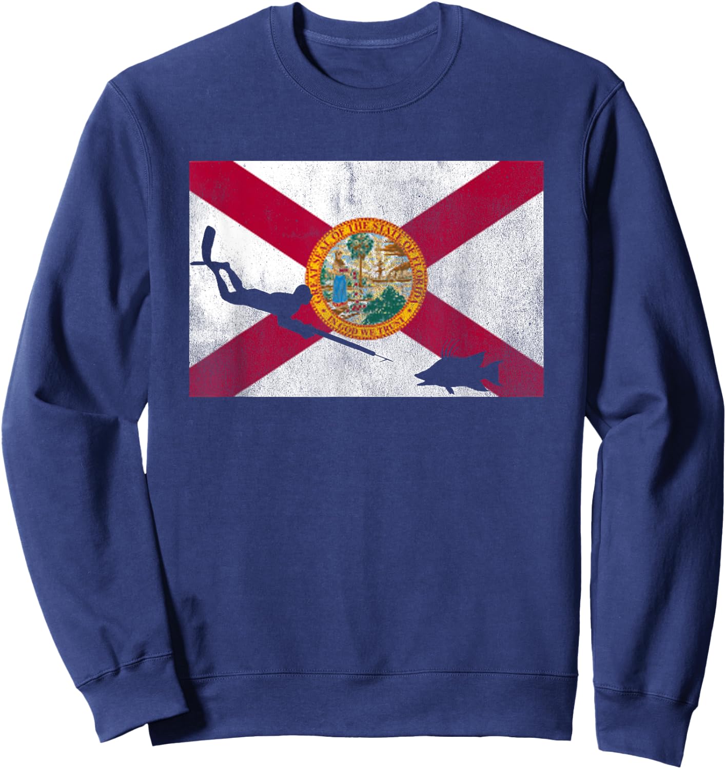 Florida Flag Spearfishing Freedive Sweatshirt - Sweatshirt | Navy