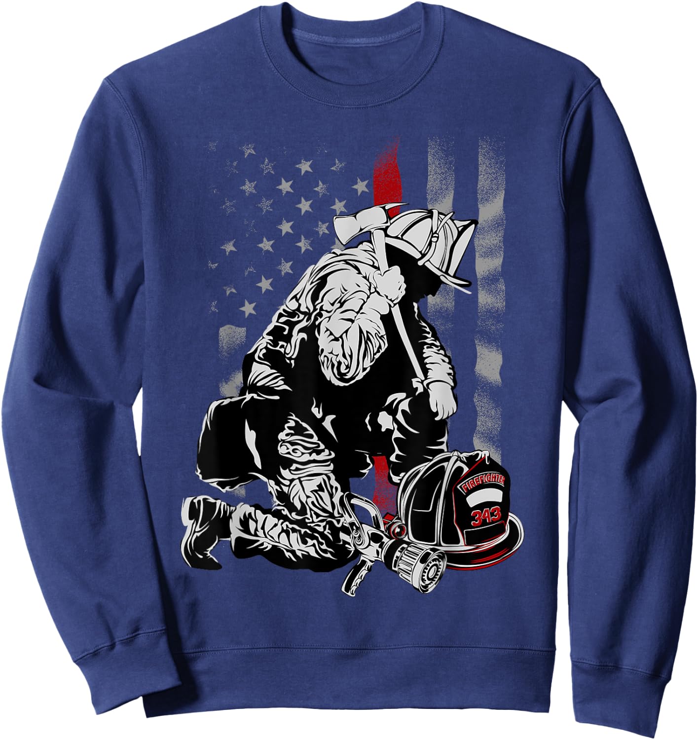 Firefighter Gifts Shirts with Vintage USA Flag Sweatshirt - Sweatshirt | Navy