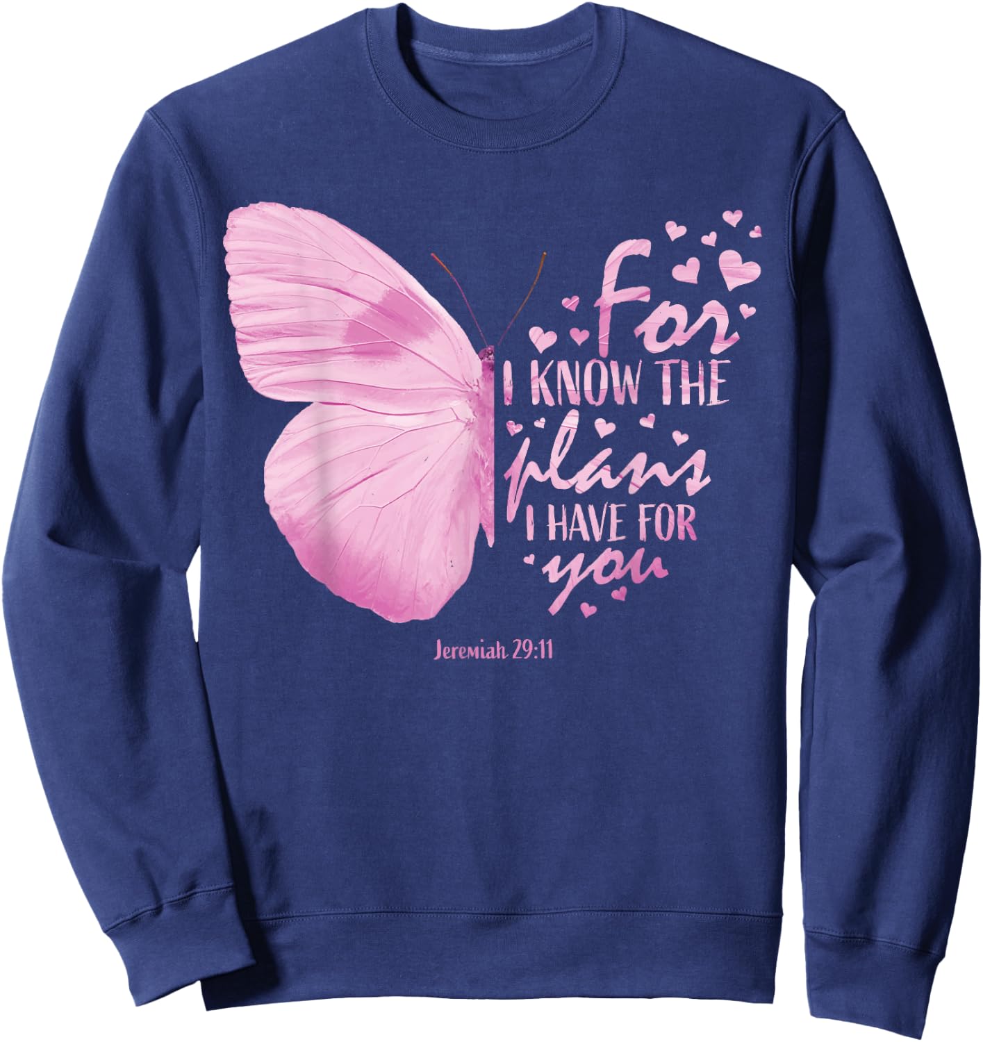 Religious Gifts Mom Women Christian Bible Verse Butterfly Sweatshirt - Sweatshirt | Navy