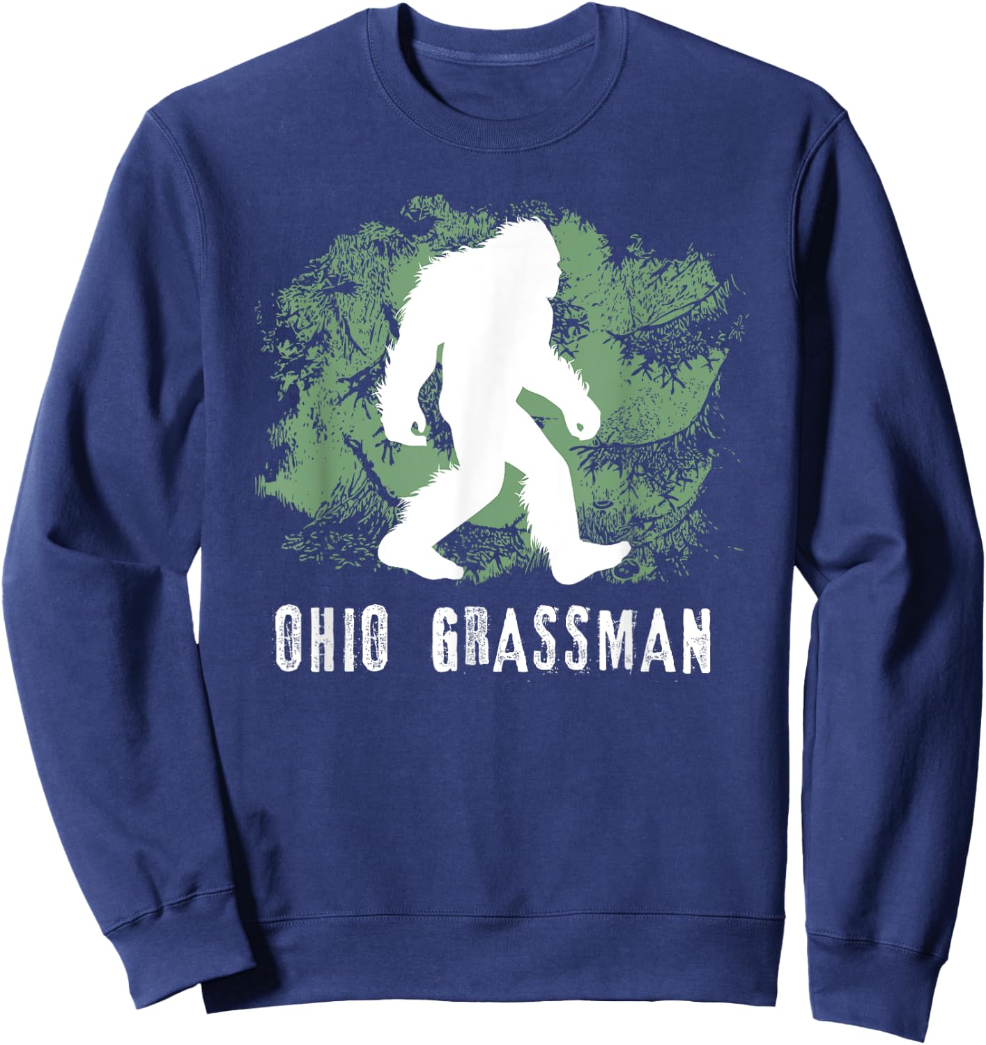Bigfoot Grassman Cryptid Ohio Valley Park Sasquatch Sweatshirt - Sweatshirt | Navy