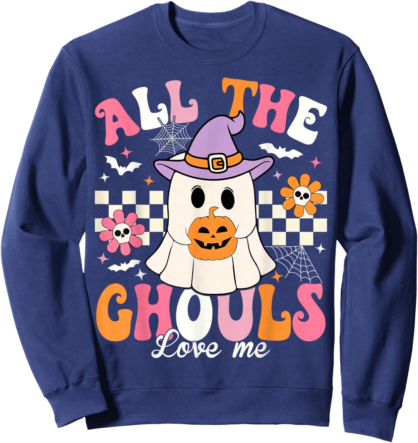 All The Ghouls Love Me Halloween Ghost Spooky Halloween Kids Sweatshirt - Sweatshirt | Navy