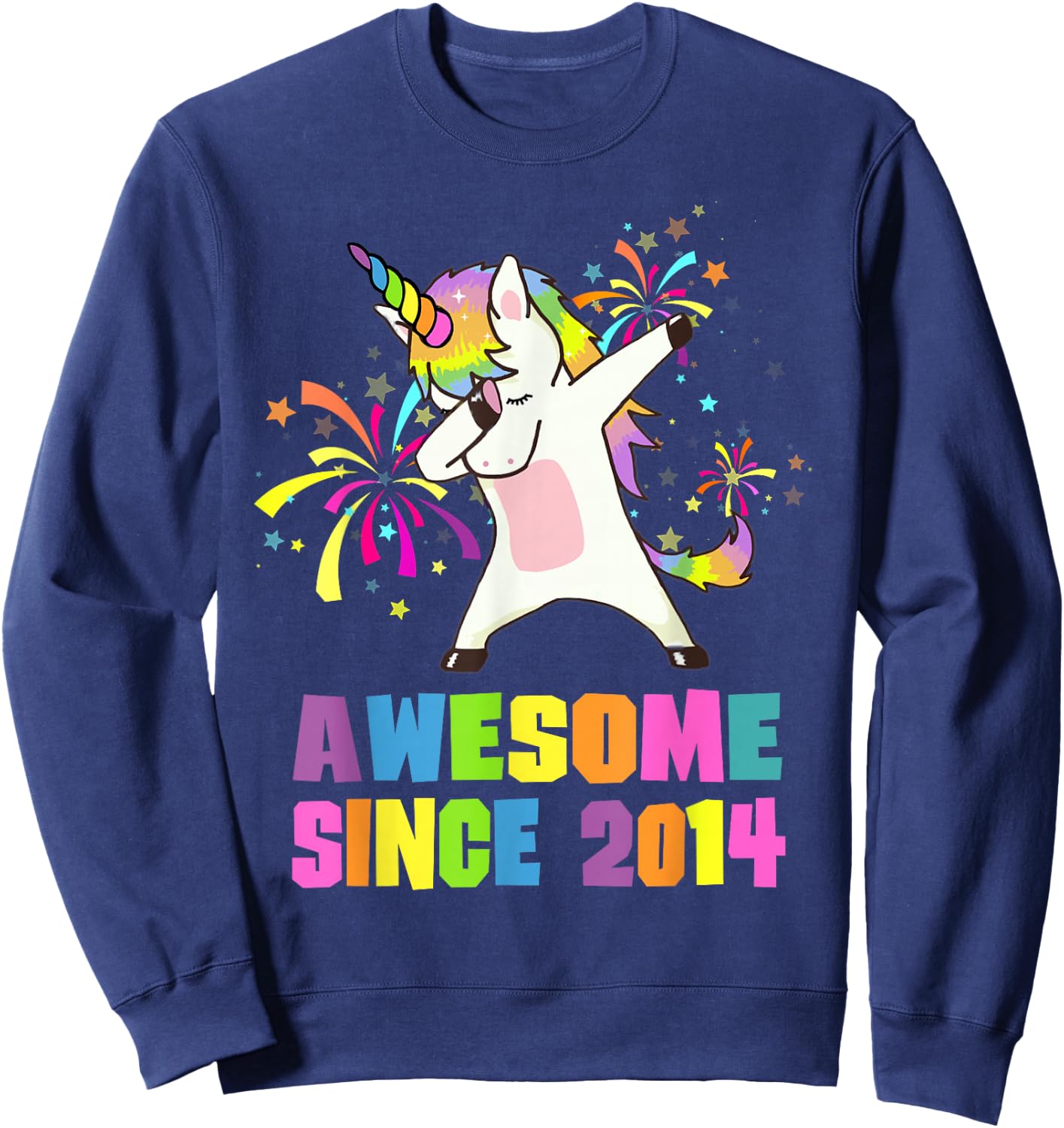 11 Years Old 11th Birthday Awesome Since 2014 Unicorn Sweatshirt - Sweatshirt | Navy