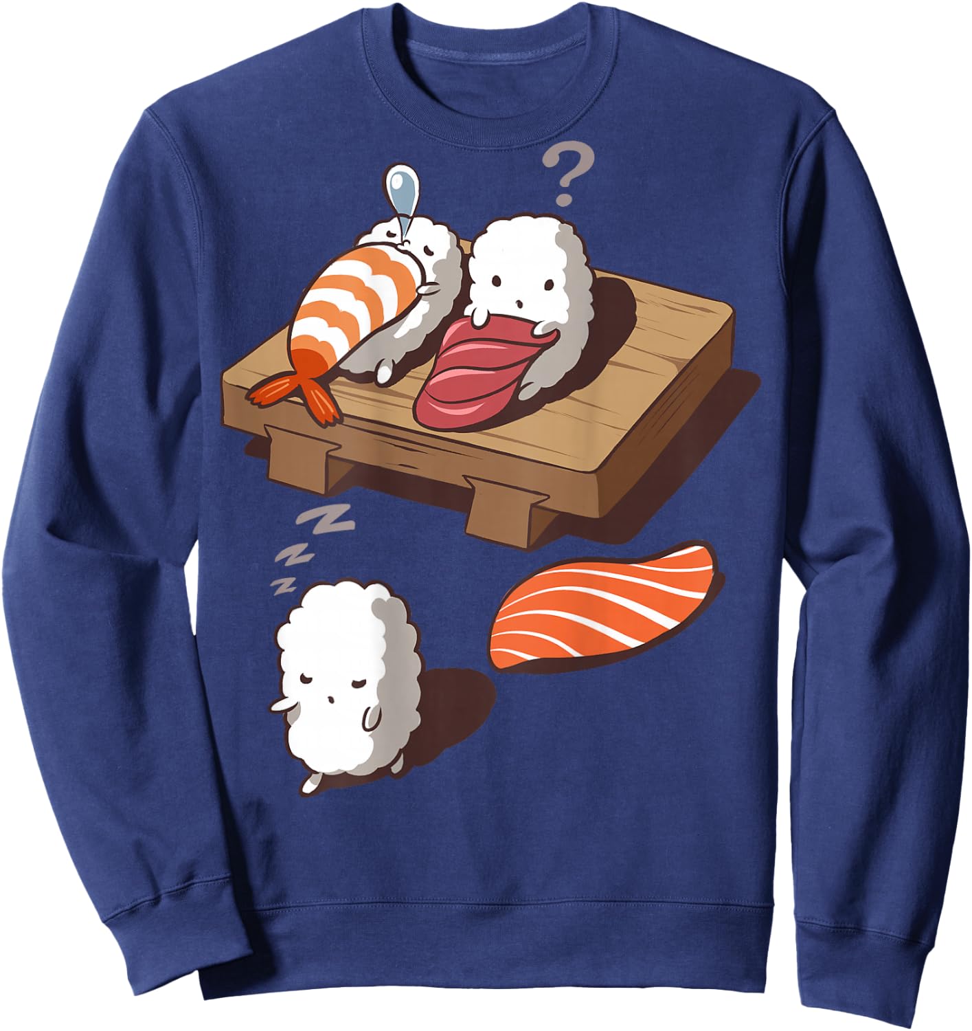 Cute and Funny Japanese Nigiri Sushi Sleepwalking Sweatshirt - Sweatshirt | Navy