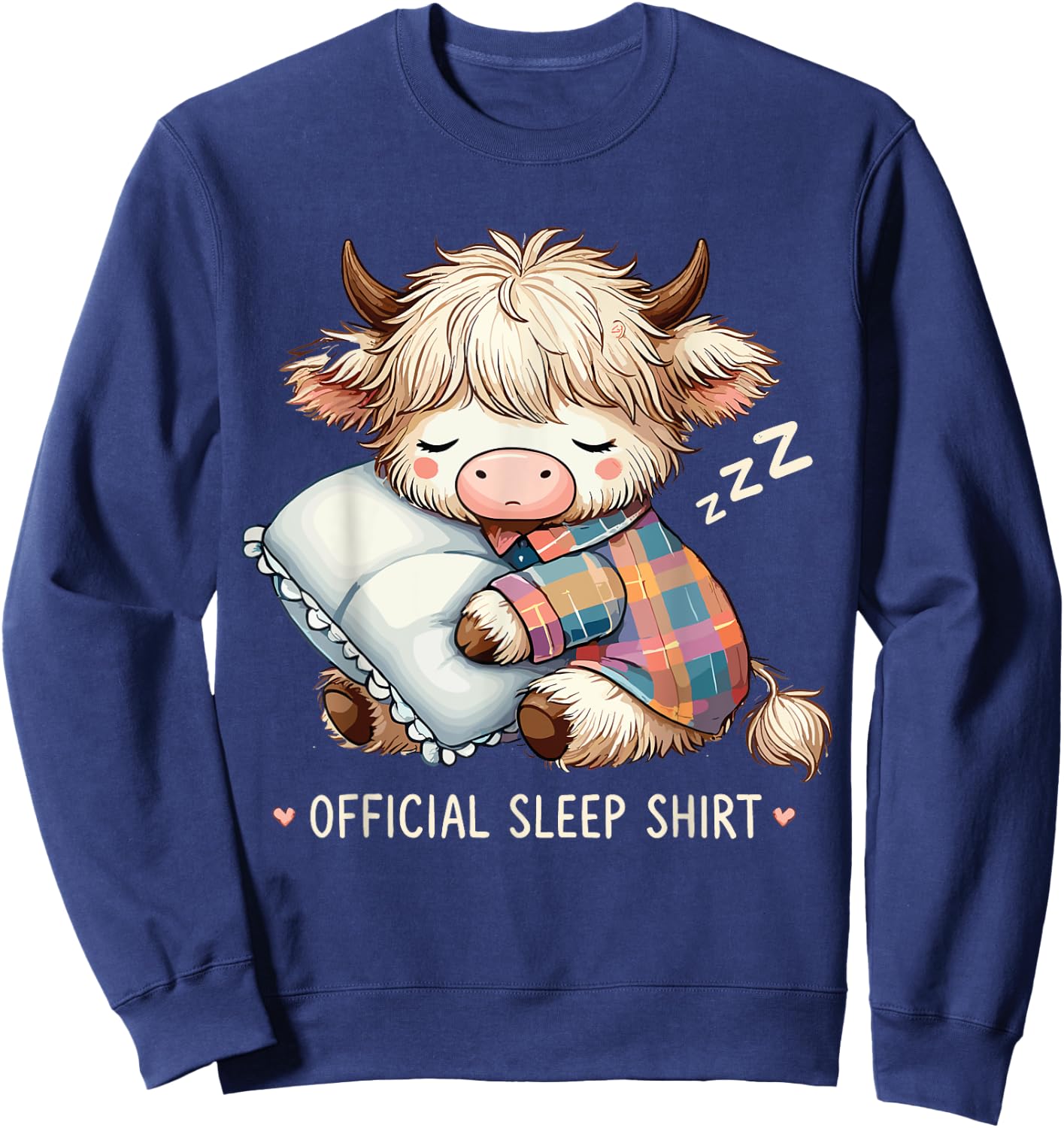Highland_cow Official Sleepshirt Pajamas Nightgown Sleeping Sweatshirt - Sweatshirt | Navy