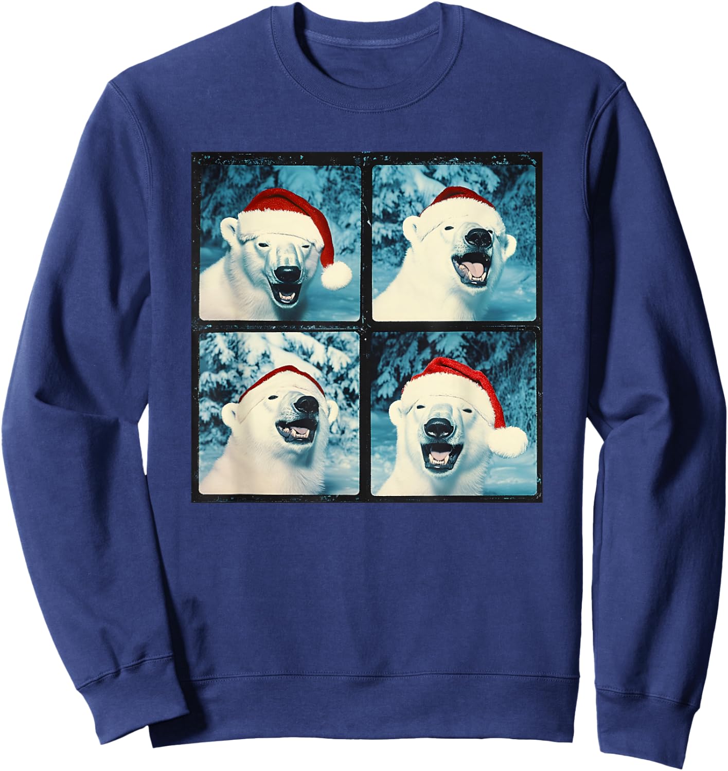 Santa Polar Bear Animal Photography Christmas Polar Bear Sweatshirt - Sweatshirt | Navy