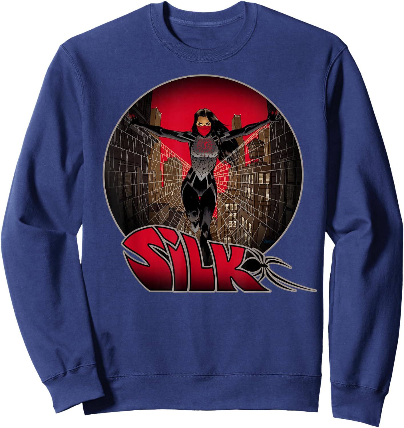 Marvel Silk The Ultimate City Skyline Profile Badge Sweatshirt - Sweatshirt | Navy