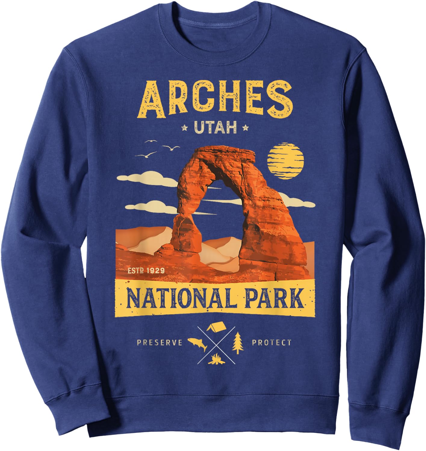 Arches National Park T Shirt Delicate Arch Vintage Utah Gift Sweatshirt - Sweatshirt | Navy