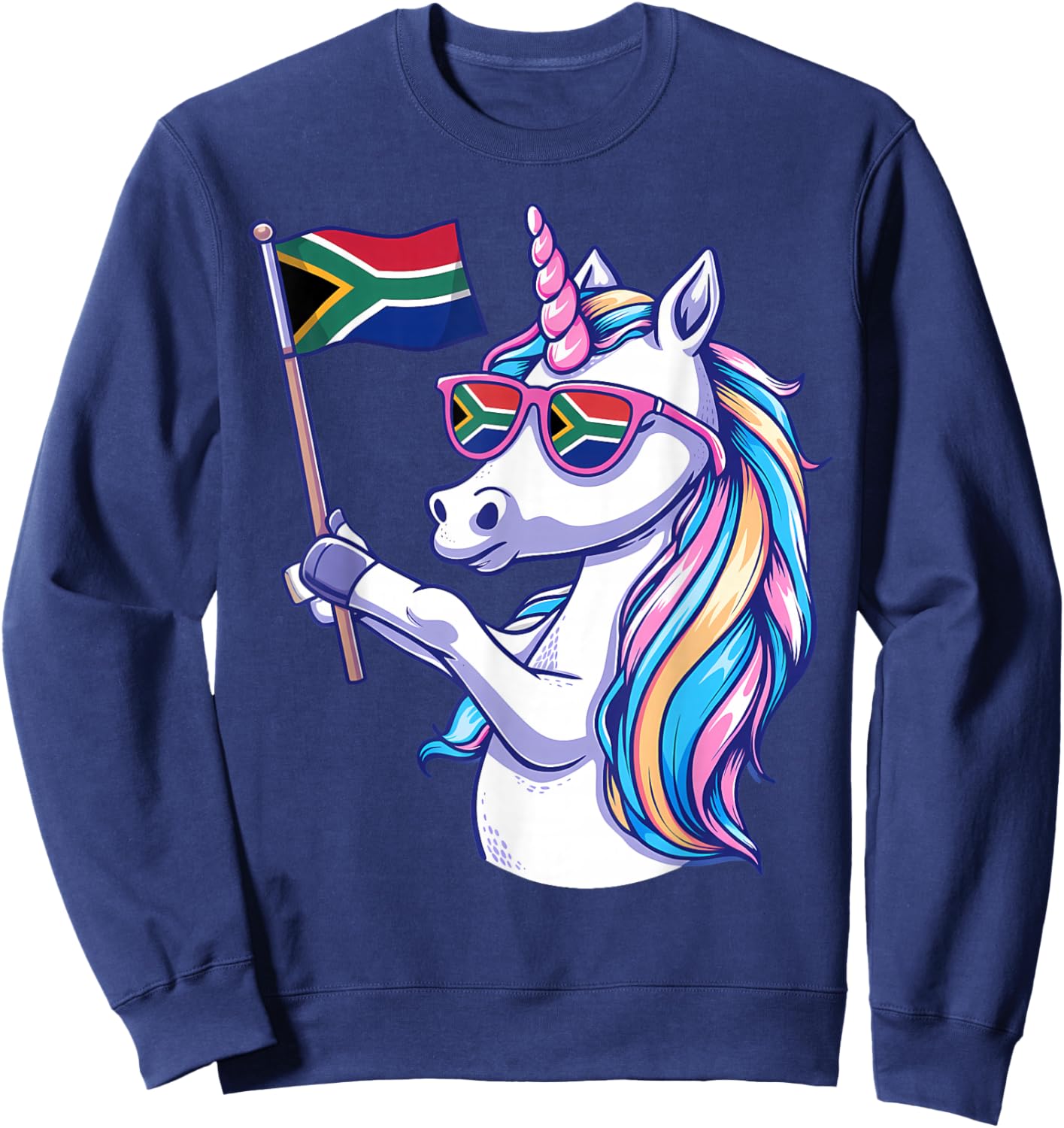South Africa Roots Unicorn South African Flag Sweatshirt - Sweatshirt | Navy