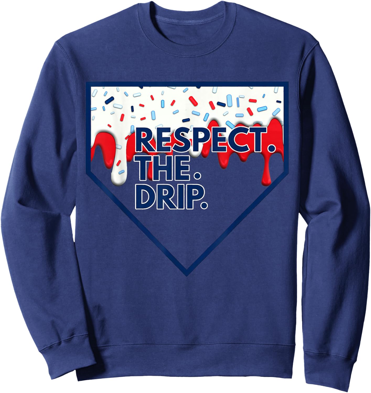 Baseball Home Plate Drip for Boys Ice Cream Spinkle Sweatshirt - Sweatshirt | Navy