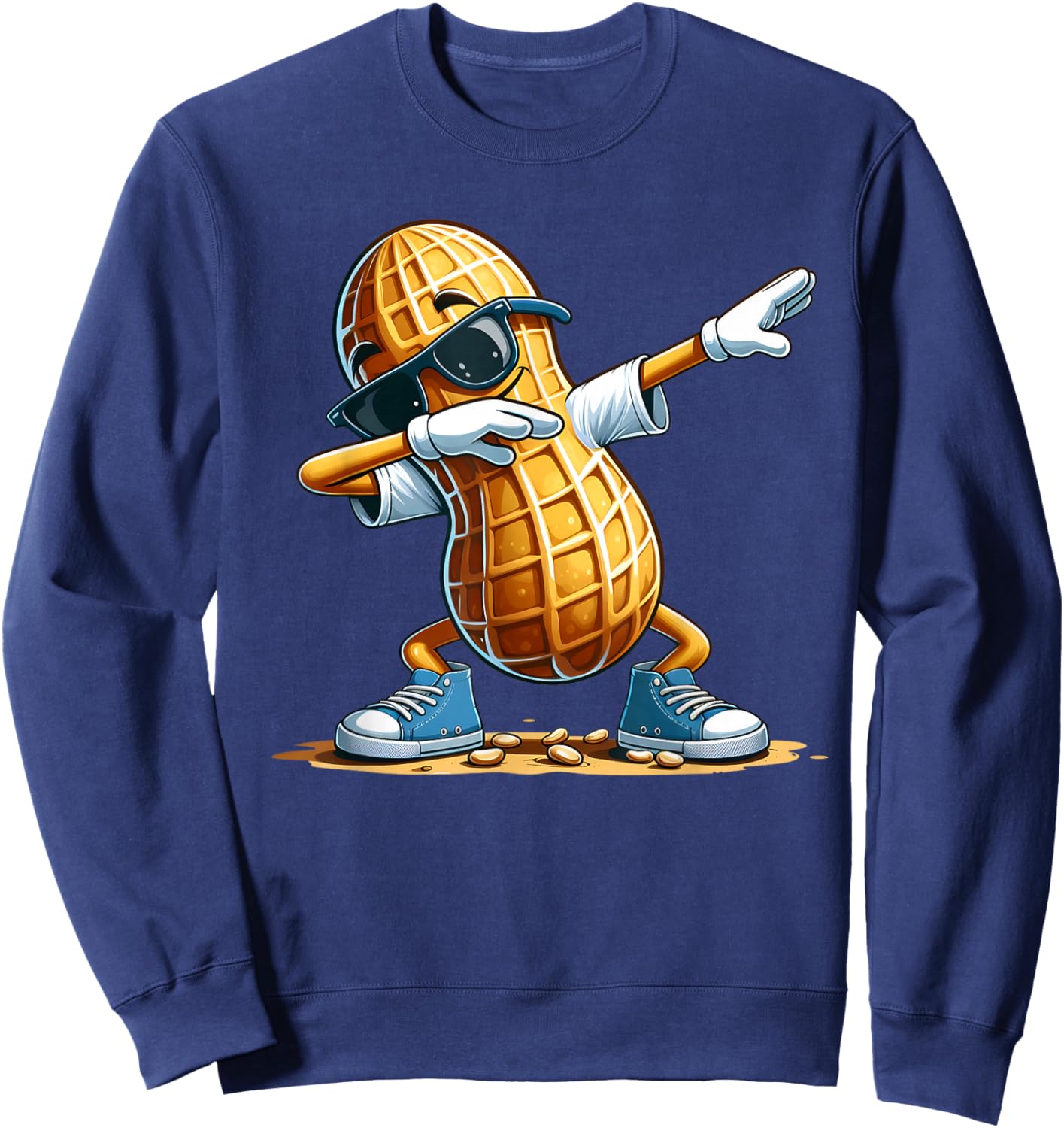 Funny Cool Dabbing Peanut Cartoon Character Dab Dance Nut Sweatshirt - Sweatshirt | Navy