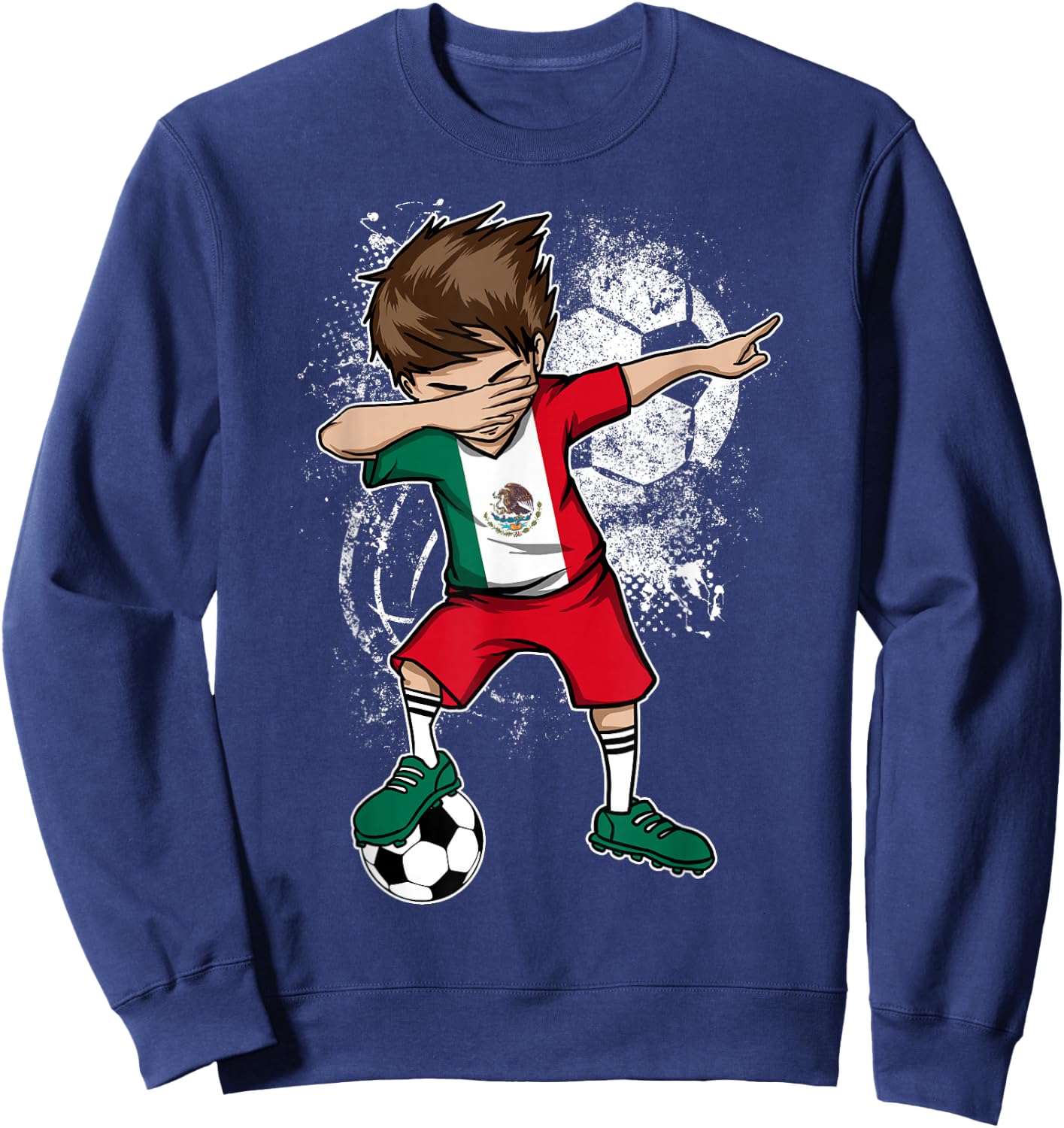 Dabbing Boy Mexico Soccer Shirt Jersey Mexican Football Sweatshirt - Sweatshirt | Navy
