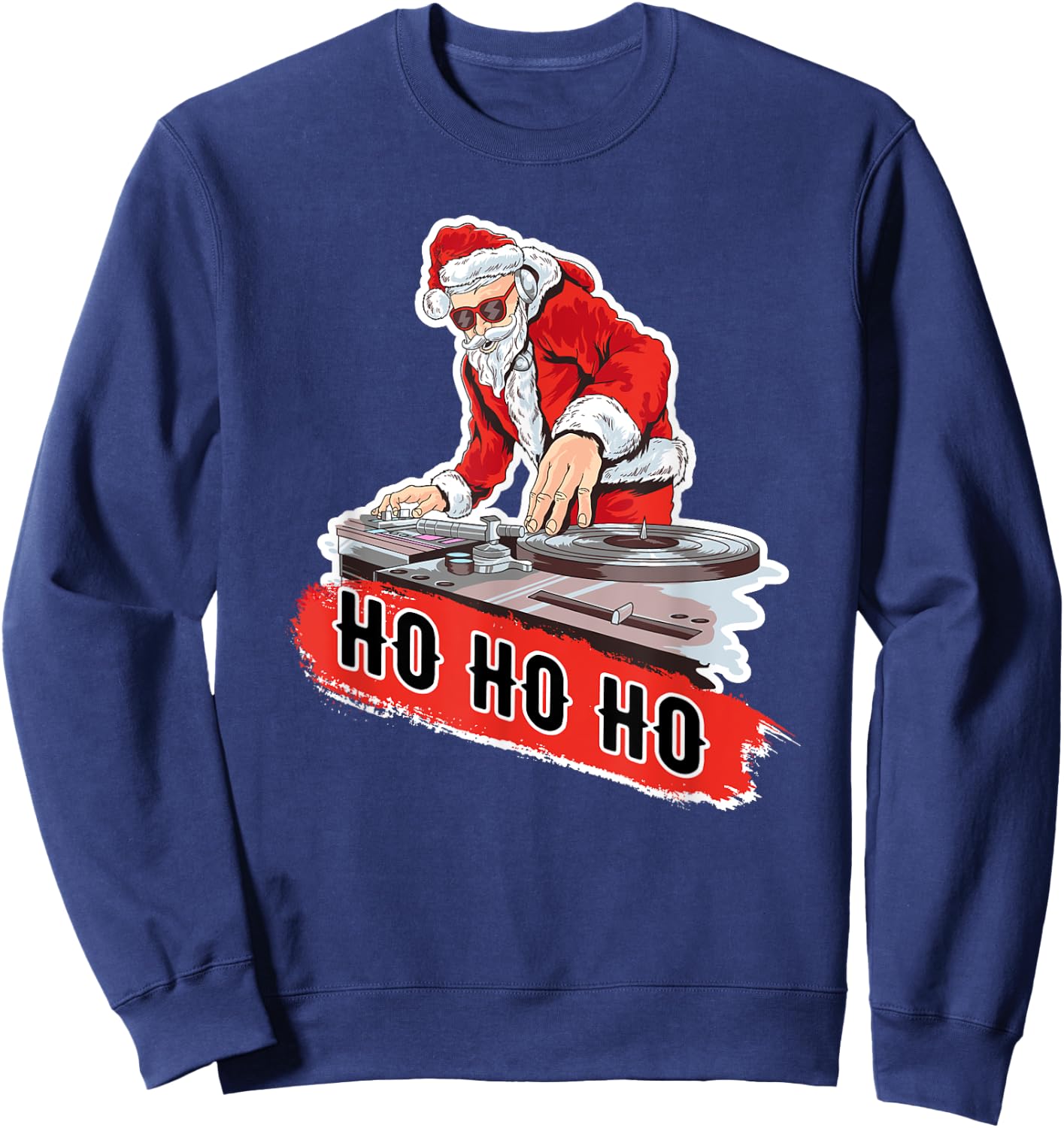 DJ Santa Christmas T Shirt Funny Disc Jockey X Mas Party Sweatshirt - Sweatshirt | Navy