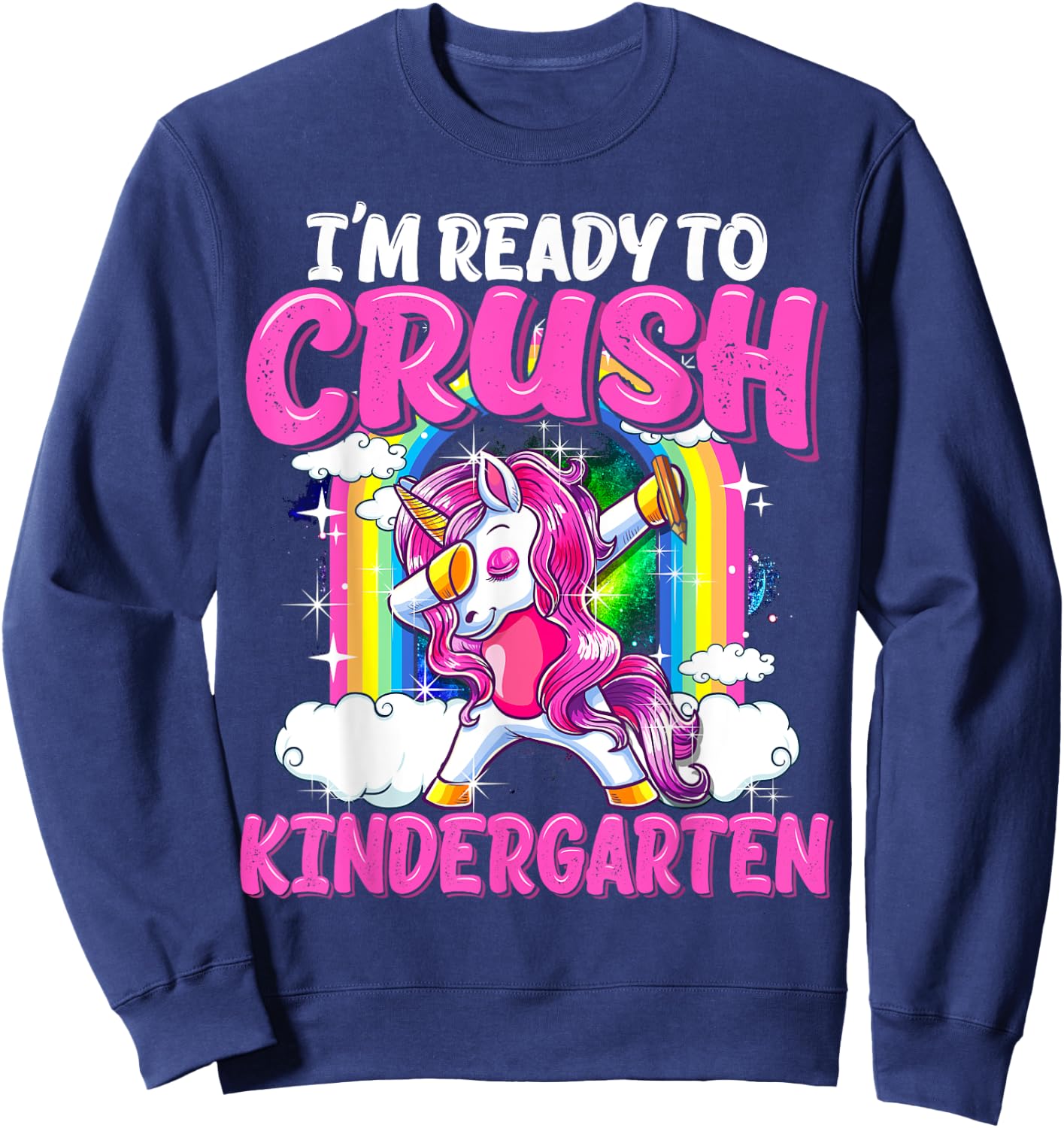 Kindergarten Dabbing Unicorn Back To School Girls Gift Sweatshirt - Sweatshirt | Navy