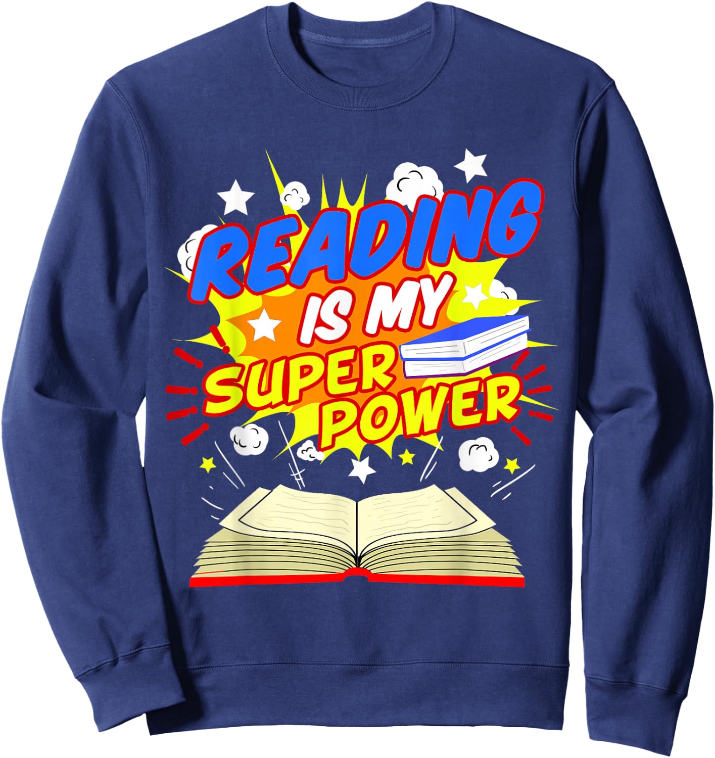 Reading Is My Superpower Comic Book Sweatshirt - Sweatshirt | Navy