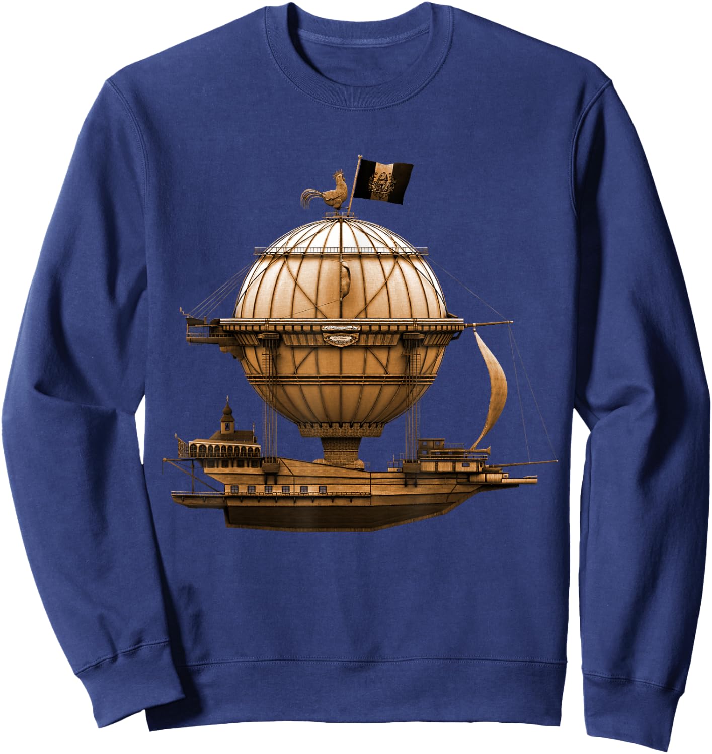 Steampunk Vintage Hot Air Balloon Airship Retro Steampunk Sweatshirt - Sweatshirt | Navy