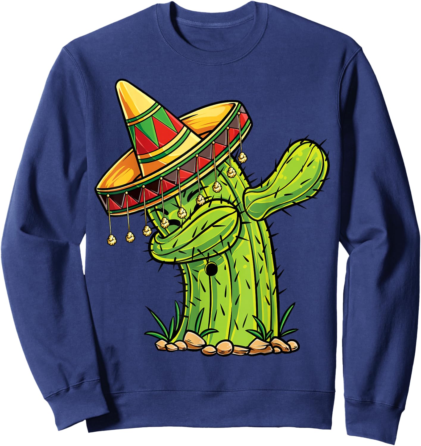 Dabbing Cactus Cinco de Mayo Boys Girls Men Women Mexican Sweatshirt - Sweatshirt | Navy