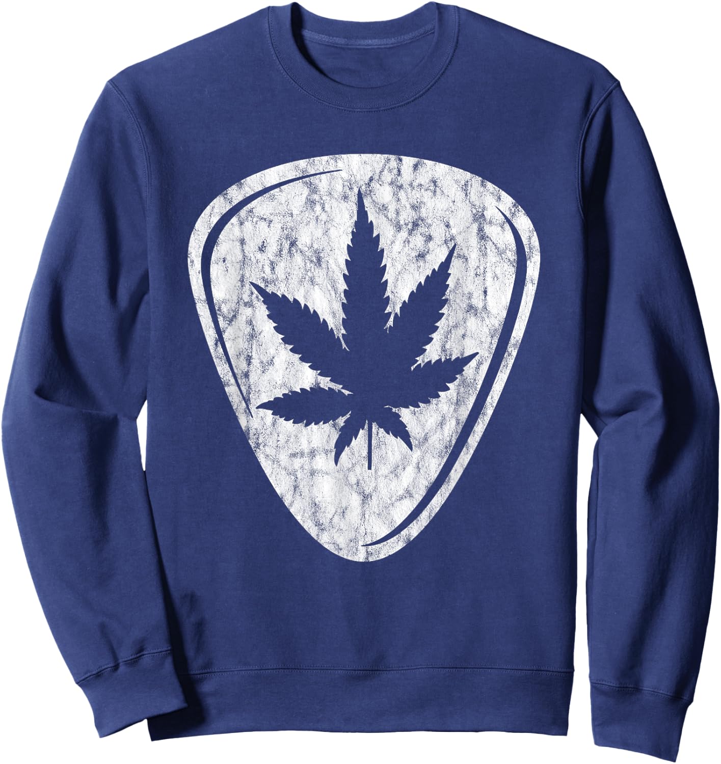 Weed Pot Leaf Guitar Plectrum Pick print Vintage product Sweatshirt - Sweatshirt | Navy