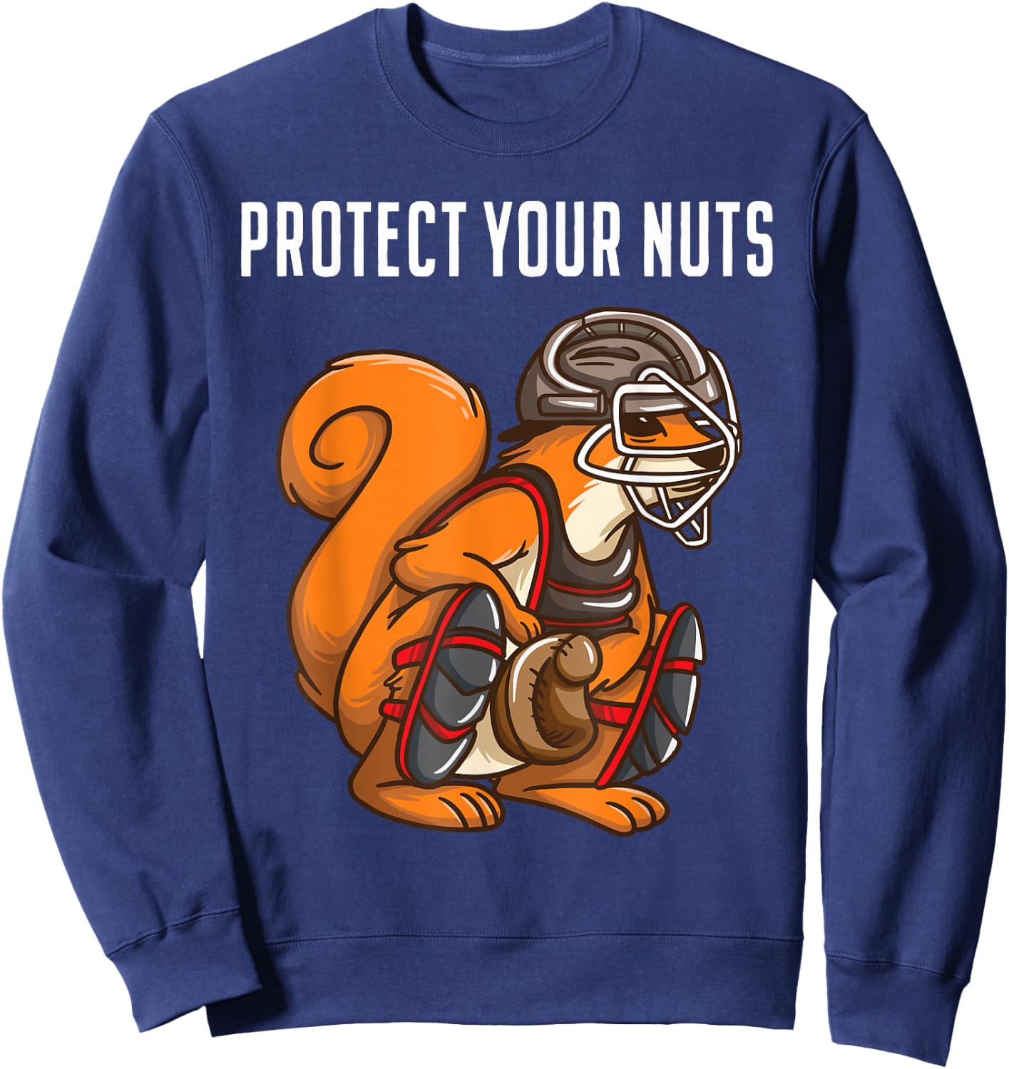 Funny Squirrel Lover Baseball Catcher Gift Boys Girls Animal Sweatshirt - Sweatshirt | Navy