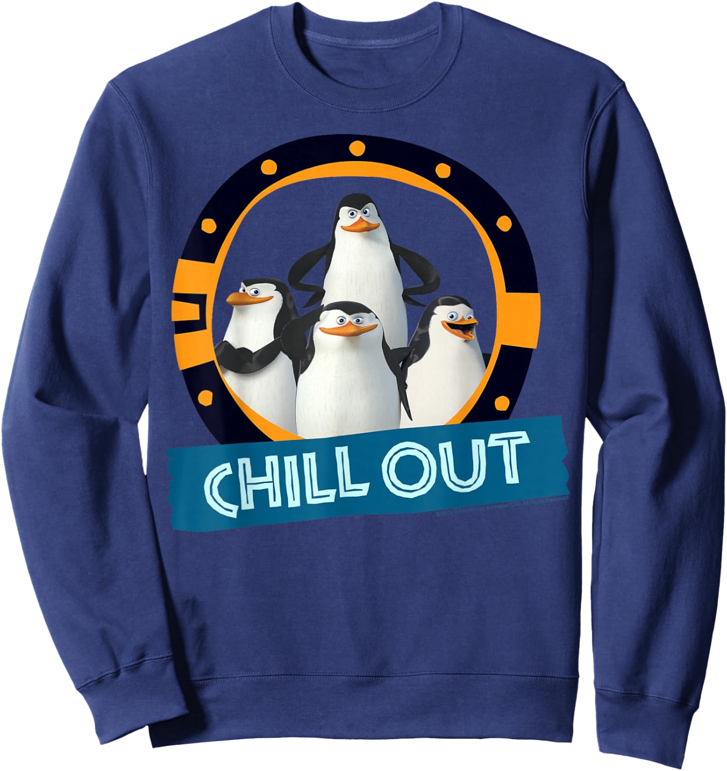 Madagascar Penguins Chill Out Text Poster Sweatshirt - Sweatshirt | Navy