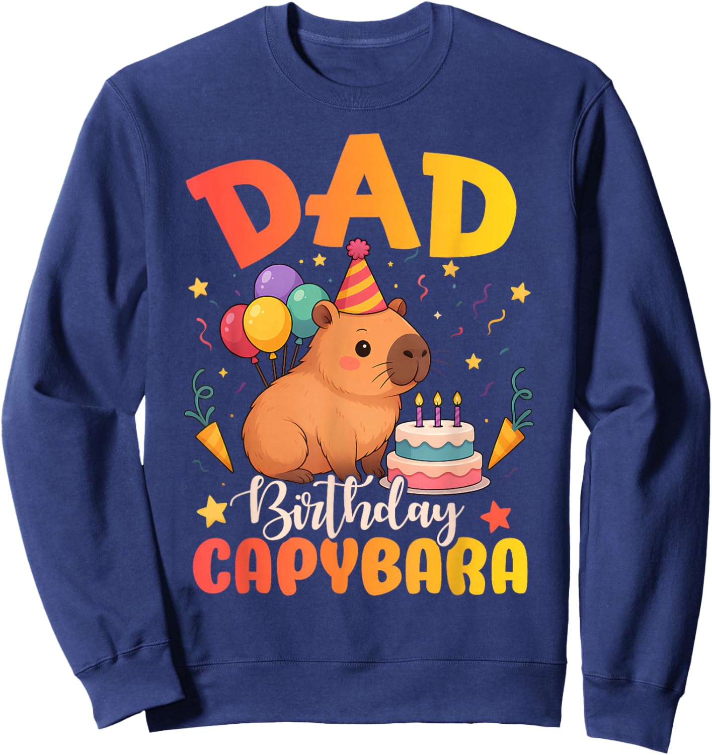 Dad of The Birthday Girl Capybara Bday Party Family Sweatshirt - Sweatshirt | Navy
