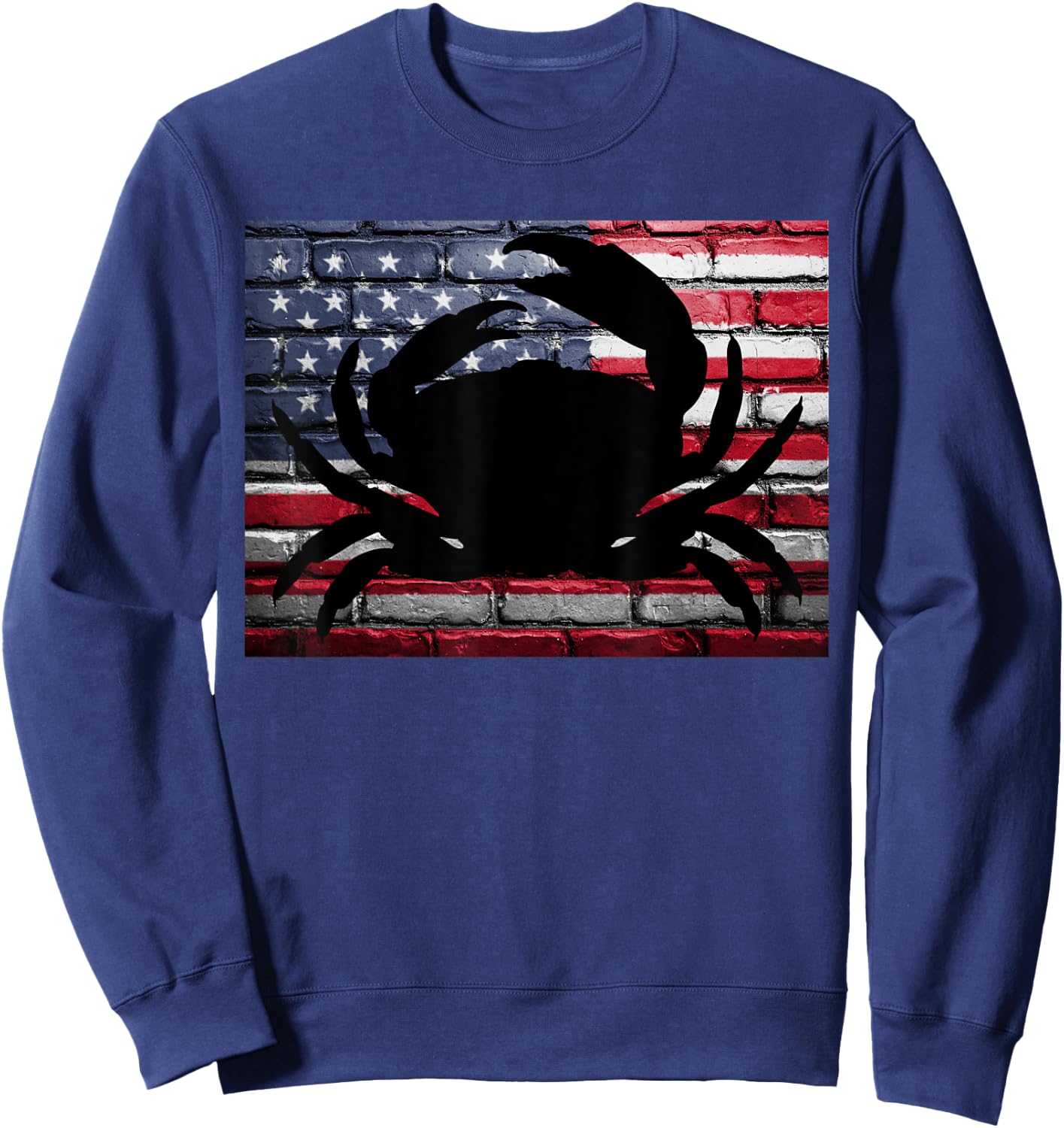American Flag Crab Patriotic Crabbing Fishing Girls Kids Men Sweatshirt - Sweatshirt | Navy