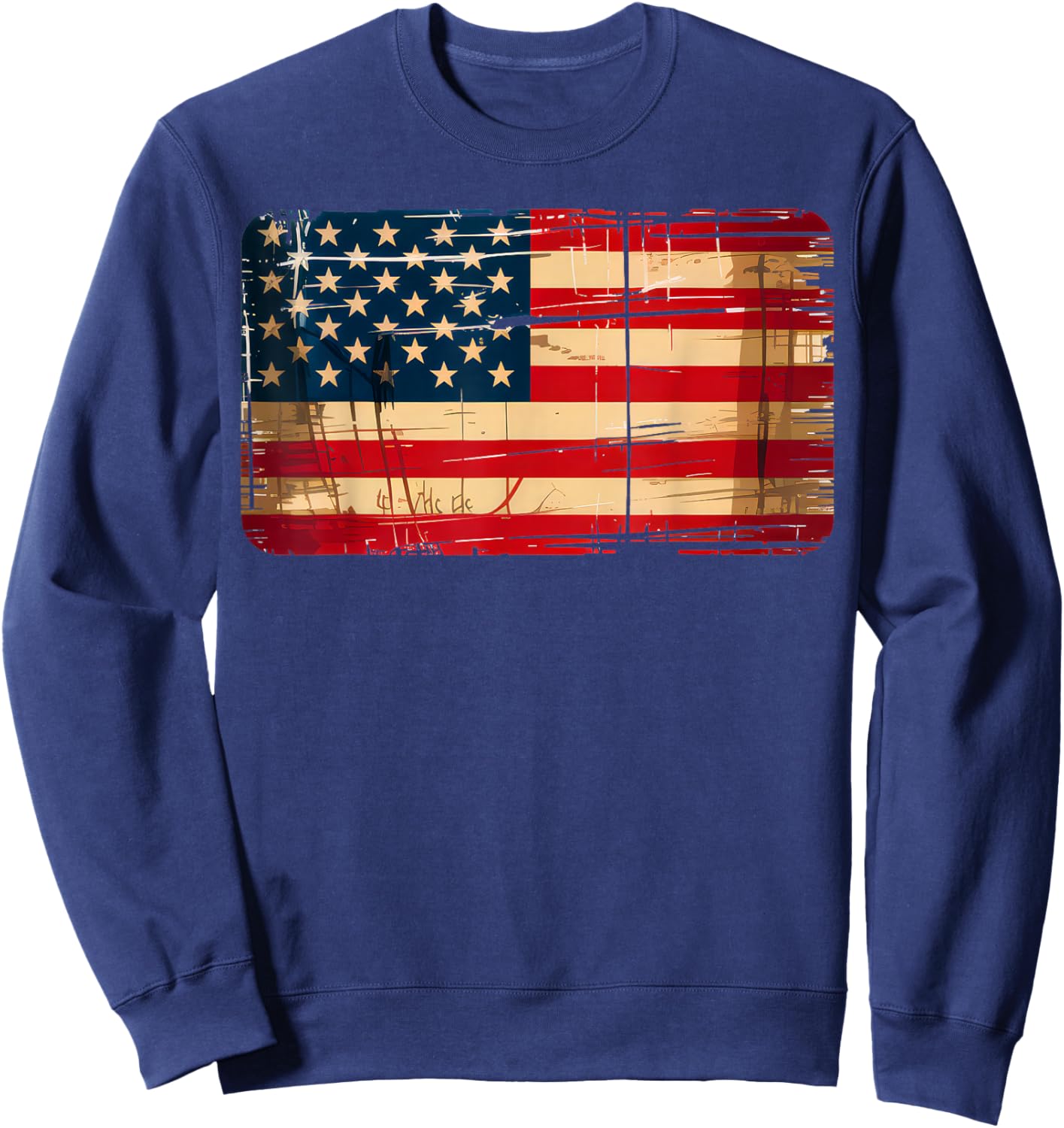 USA Flag United State US Vintage Flag 4th Of July Men Women Sweatshirt - Sweatshirt | Navy