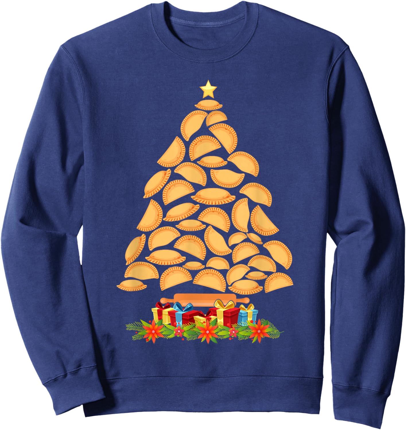 Pierogi Tree Polish Christmas Food Funny Men Women Kids Sweatshirt - Sweatshirt | Navy