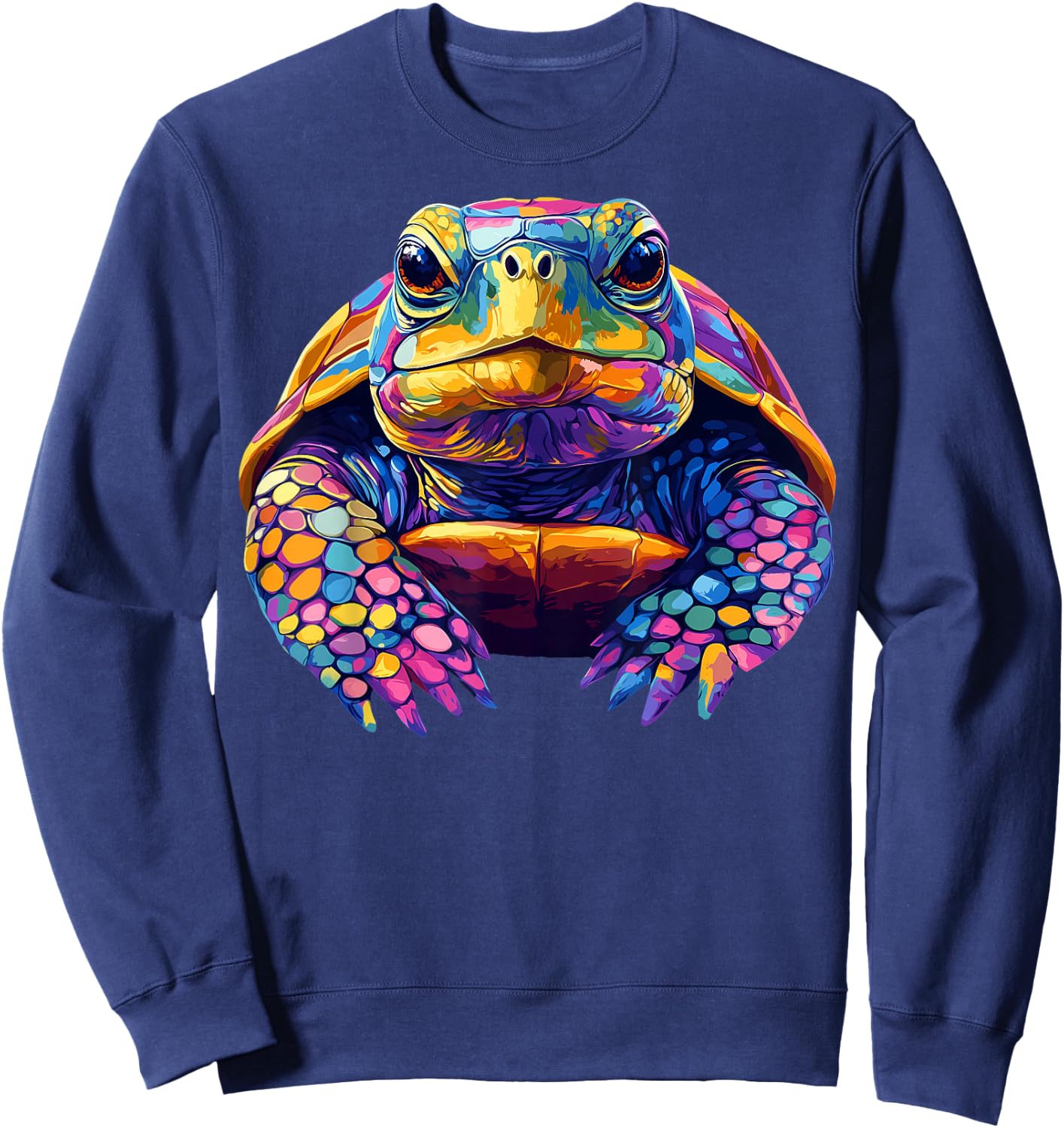 Colorful Box Turtle Pond Animal Lover Men Women Black Sweatshirt - Sweatshirt | Navy