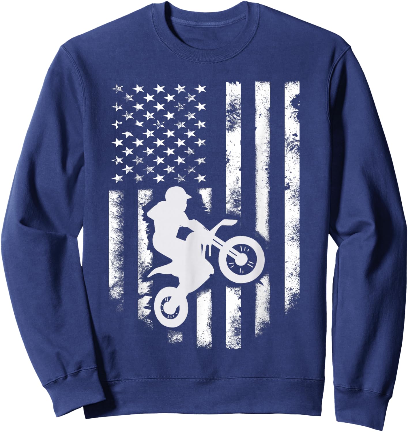 American Flag Motorcross Braap Dirt Bike Off Road Enduro Women Kids Men Sweatshirt - Sweatshirt | Navy