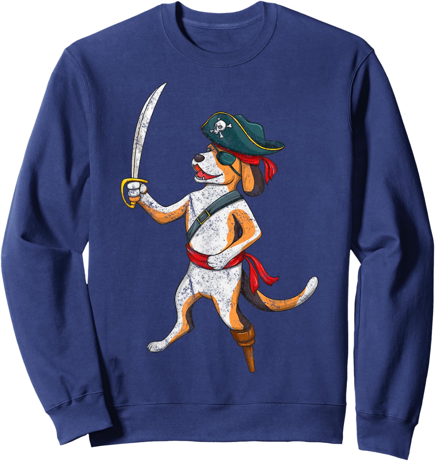 Vintage Pirate Dog Funny Puppy With Sword Halloween Costume Men Women Kids Sweatshirt - Sweatshirt | Navy