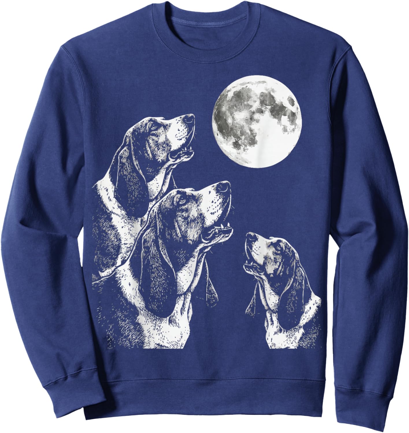 Basset Hound Howling At Moon Sweatshirt - Sweatshirt | Navy