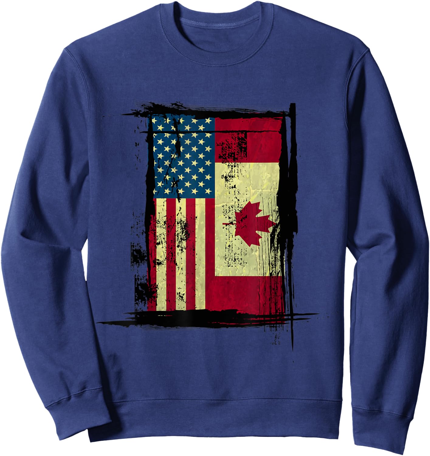 Canadian American Flag - Vintage Canada USA Women Kids Men Sweatshirt - Sweatshirt | Navy