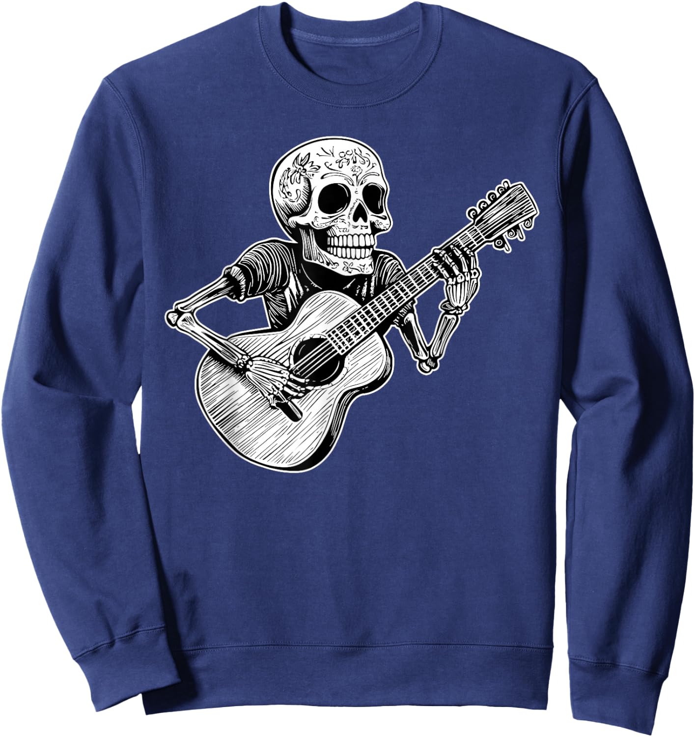 Calaca Guitarist Day of the Dead Design Sweatshirt - Sweatshirt | Navy