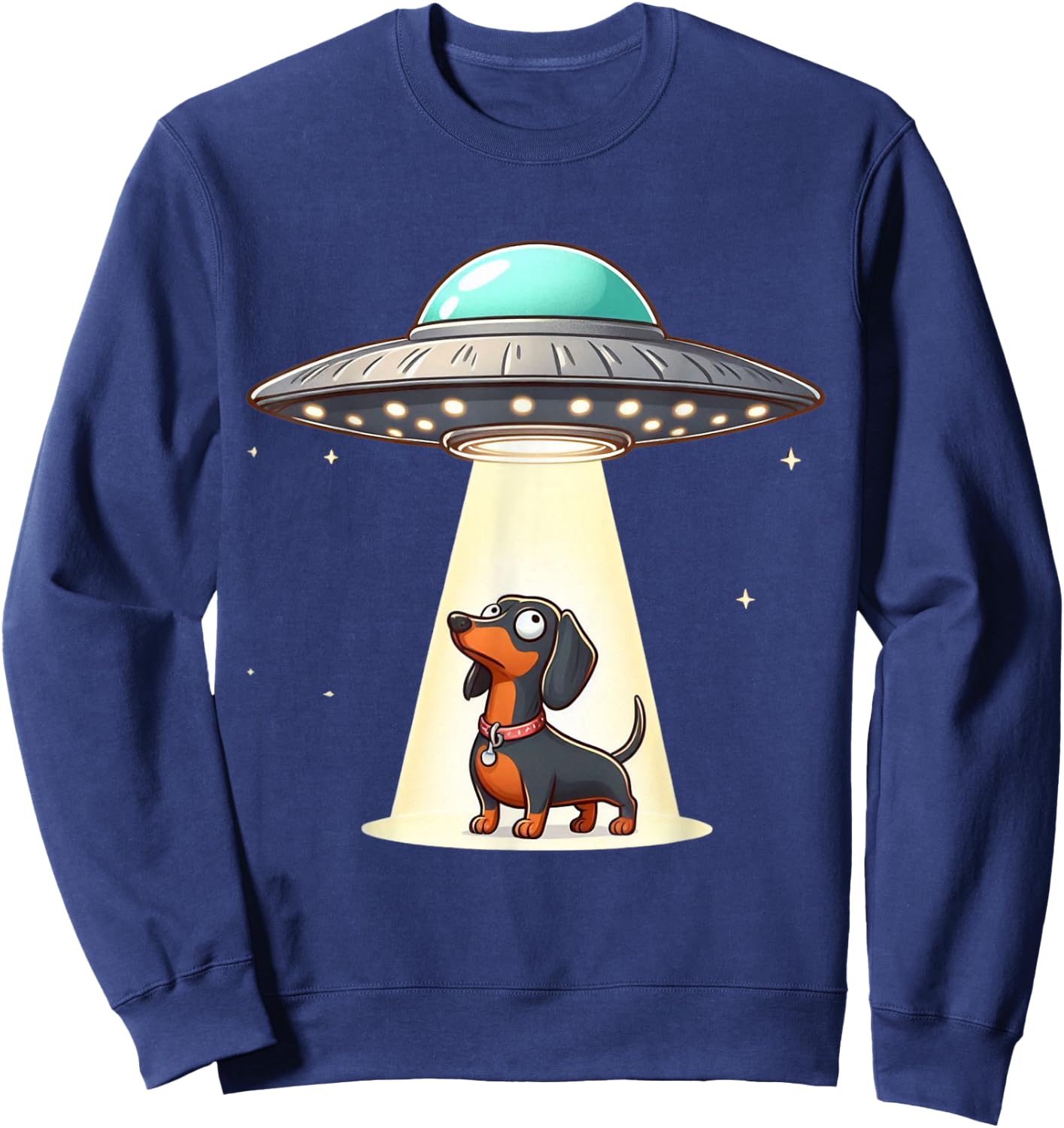 Dachshund Alien UFO Men Women Kids Boys Girls Teens Sweatshirt - Sweatshirt | Navy