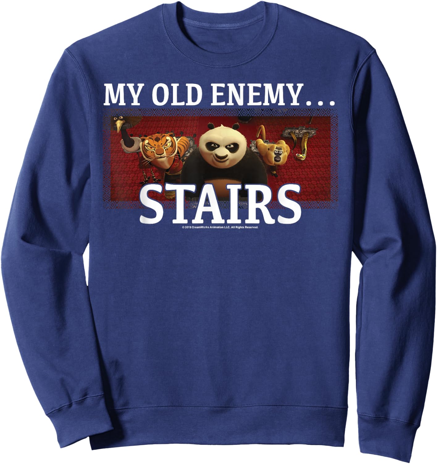 Kung Fu Panda My Old Enemy...Stairs Group Shot Portrait Sweatshirt - Sweatshirt | Navy