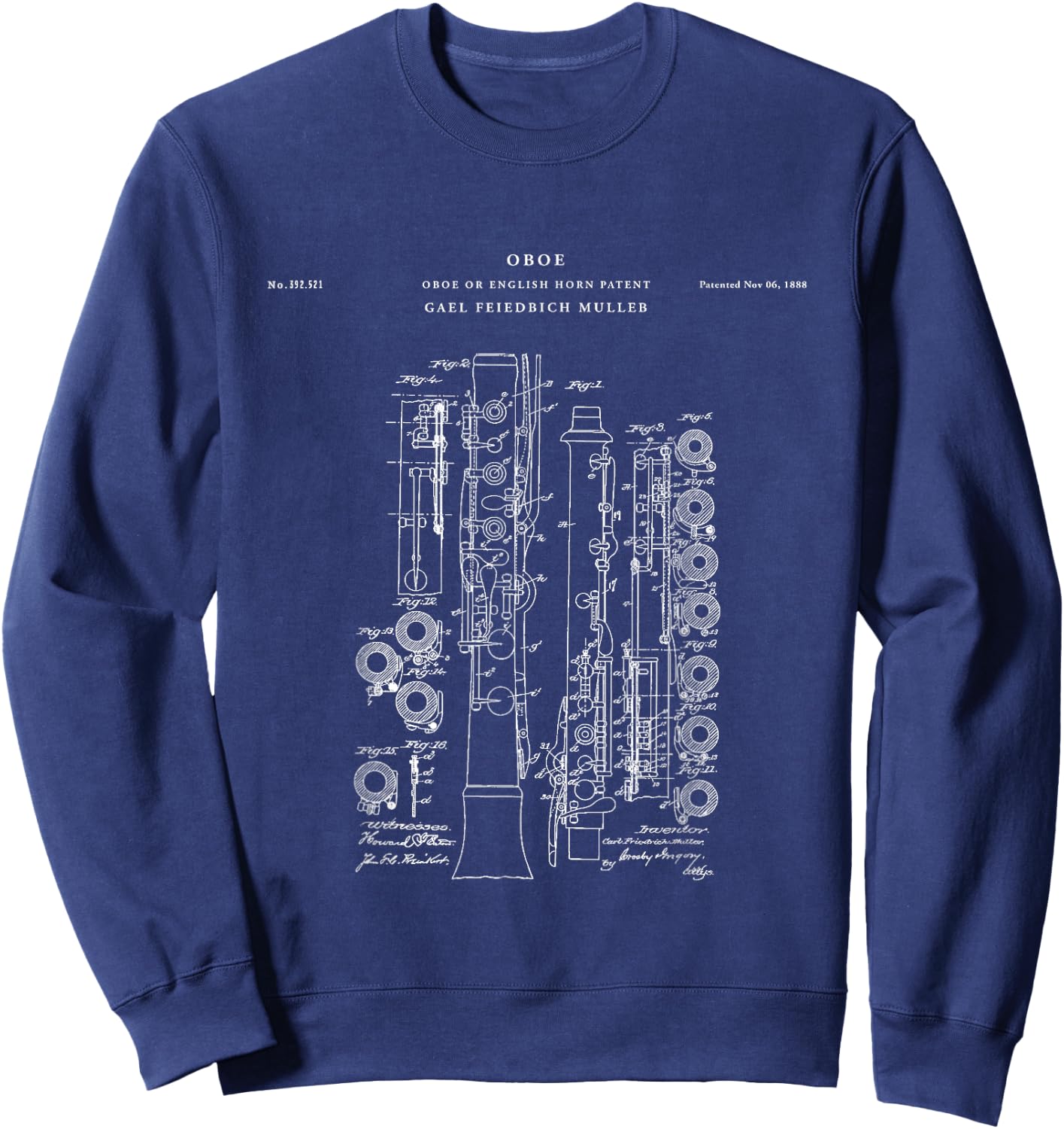 Oboe Patent - Music Sweatshirt - Sweatshirt | Navy