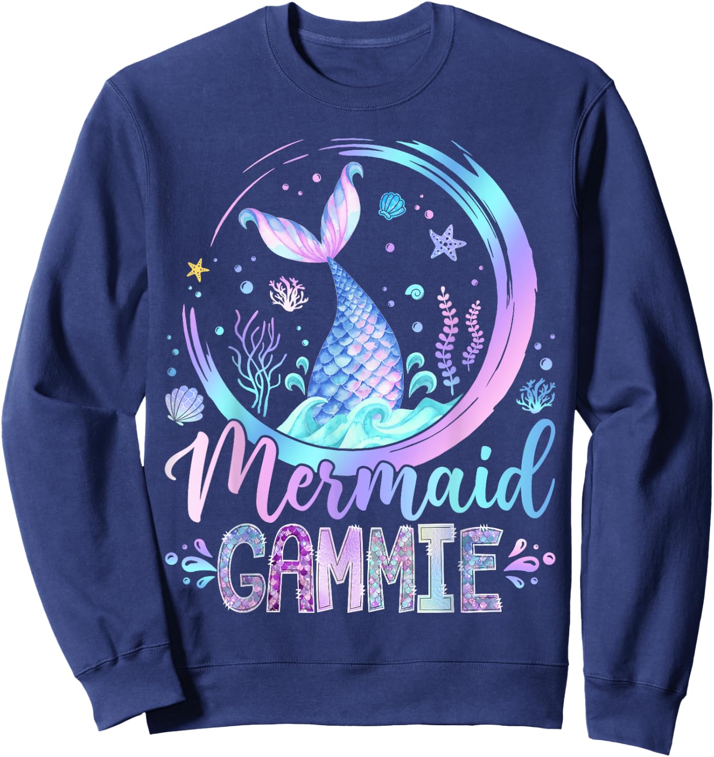 Mermaid Gammie Family Matching Girl Birthday Party Sweatshirt - Sweatshirt | Navy