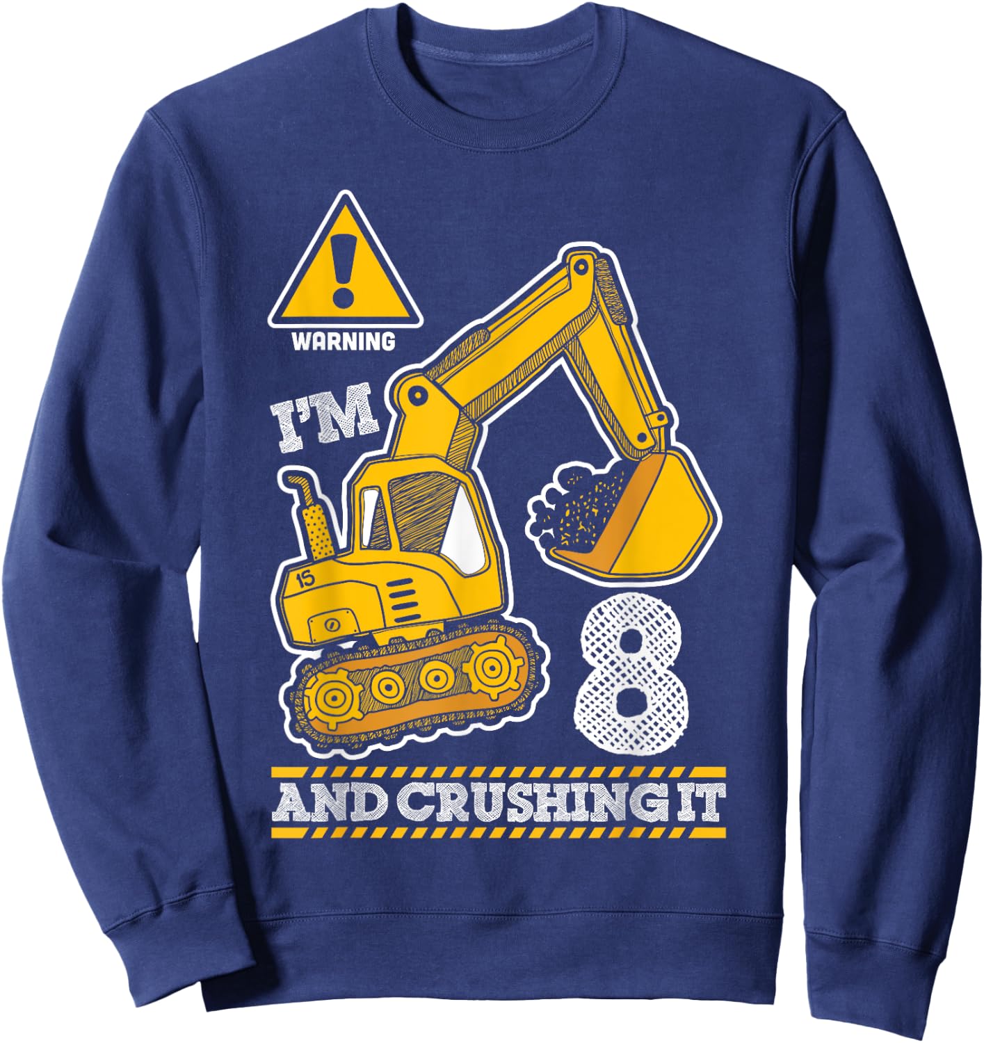 Construction Truck 8th Birthday 8 Years Old Digger Builder Sweatshirt - Sweatshirt | Navy