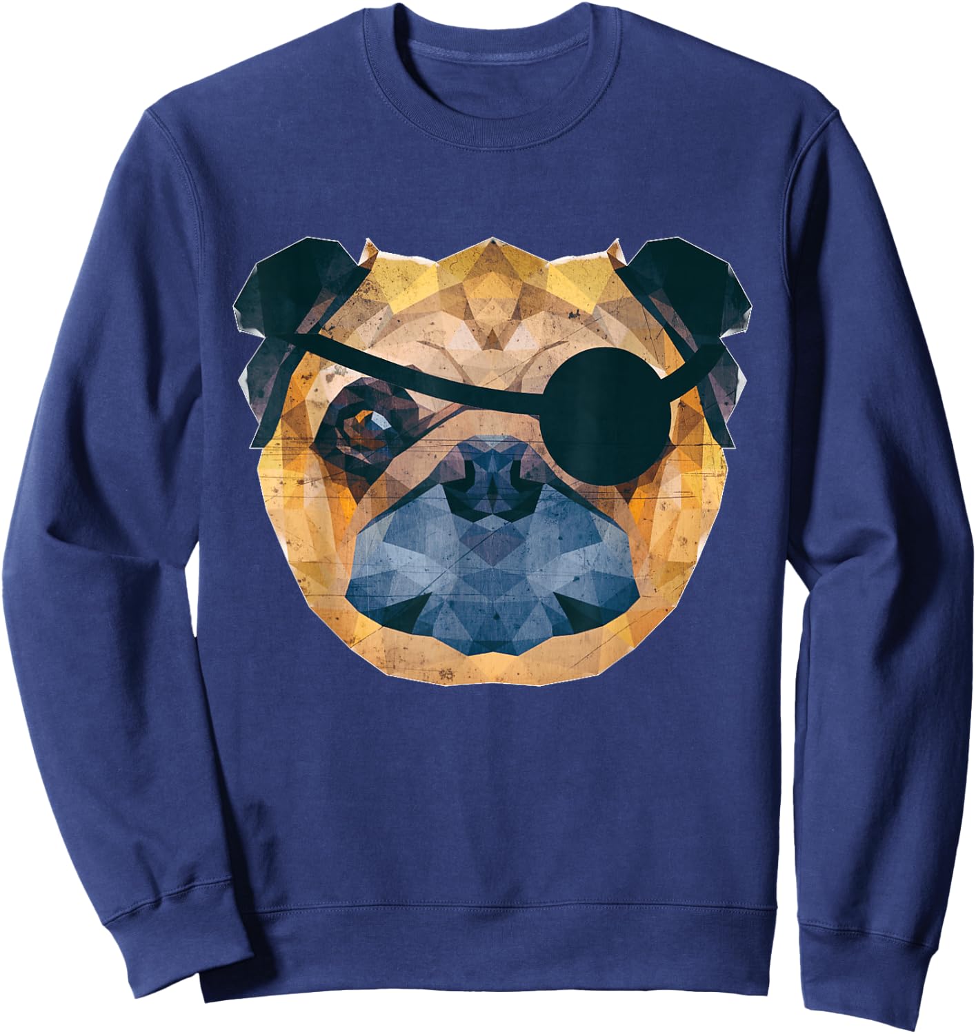 Evil Pet Pug Pirate Dog w Eye Patch Sweatshirt - Sweatshirt | Navy