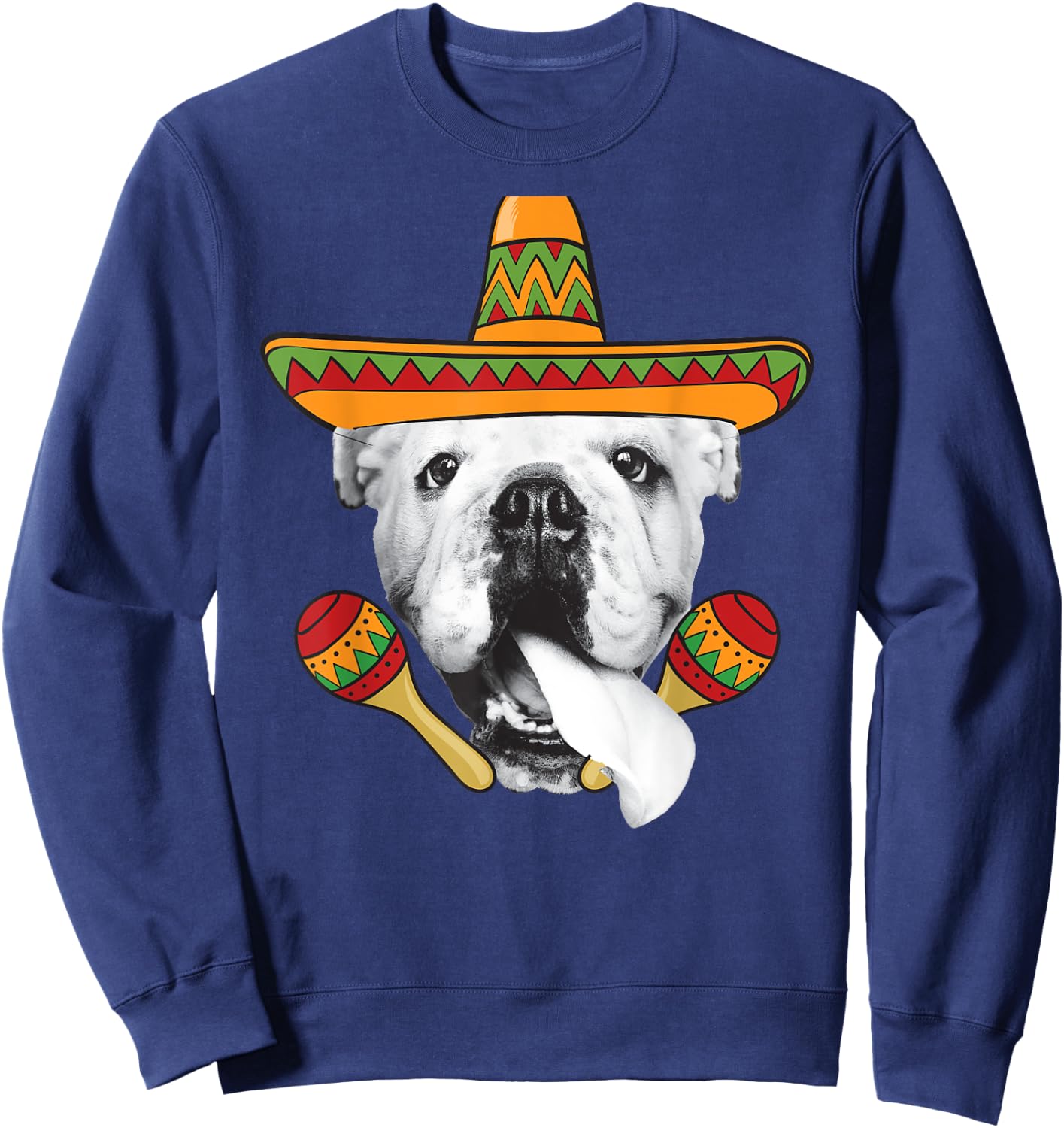 English Bulldog Cinco de Mayo Funny Dog Sombrero Women Girls Kids Sweatshirt - Sweatshirt | Navy