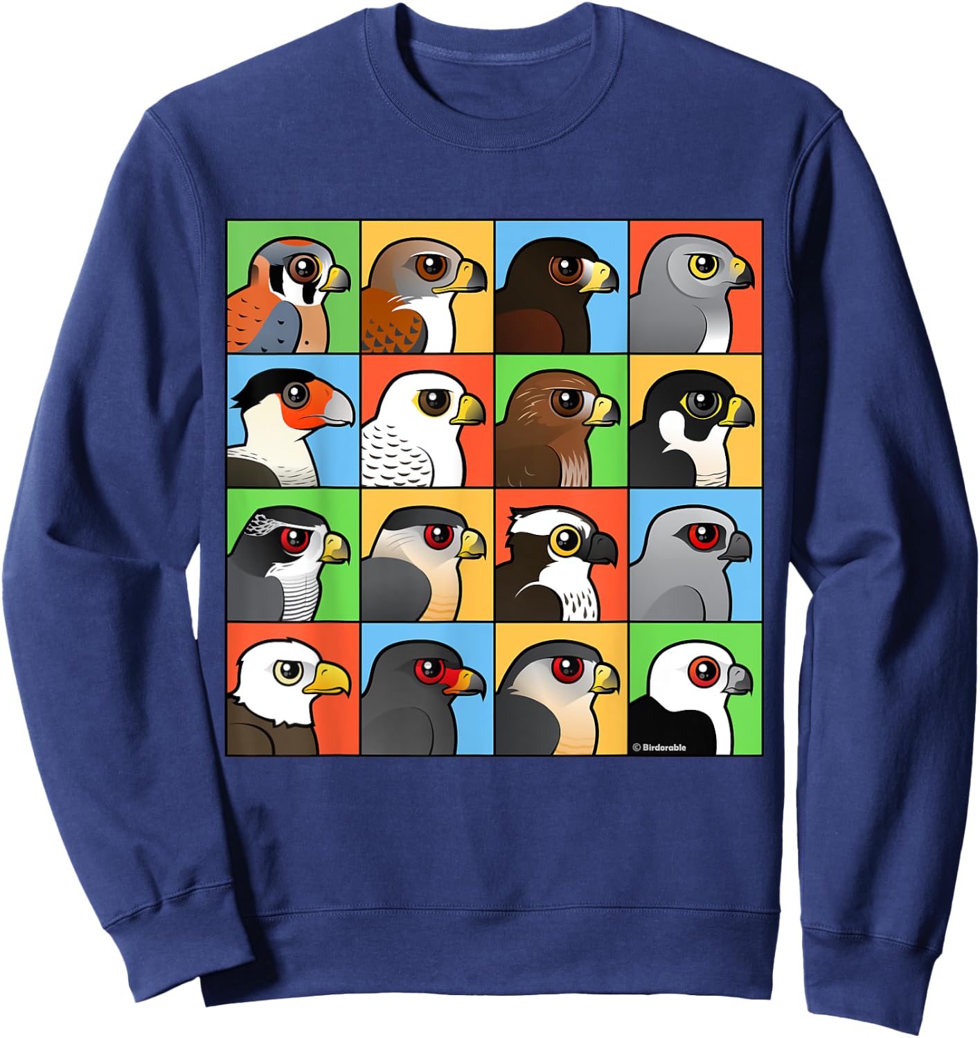 Birds of Prey with 16 Different Birdorable Raptors Sweatshirt - Sweatshirt | Navy