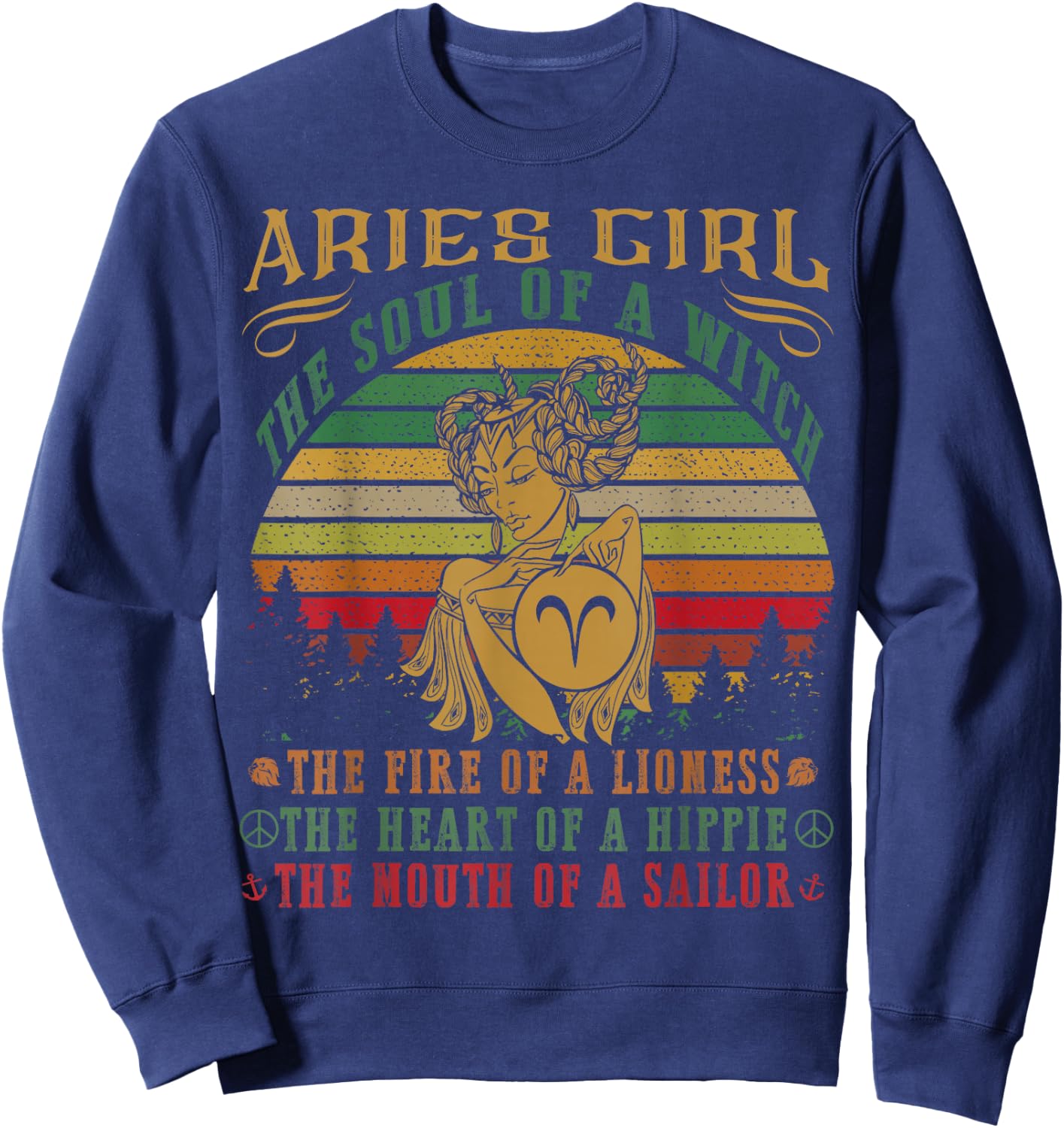 Aries girl the soul of a witch mouth of a sailor Sweatshirt - Sweatshirt | Navy