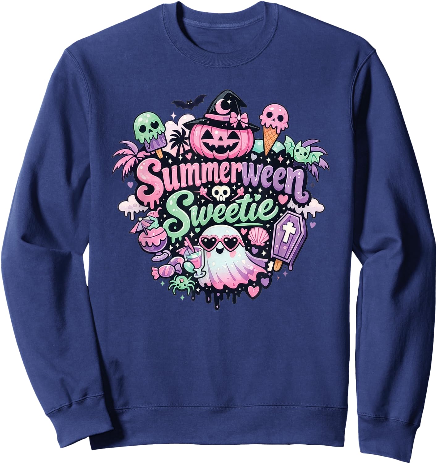 Summerween Sweetie Cute Halloween Pastel Gothic Design Sweatshirt - Sweatshirt | Navy