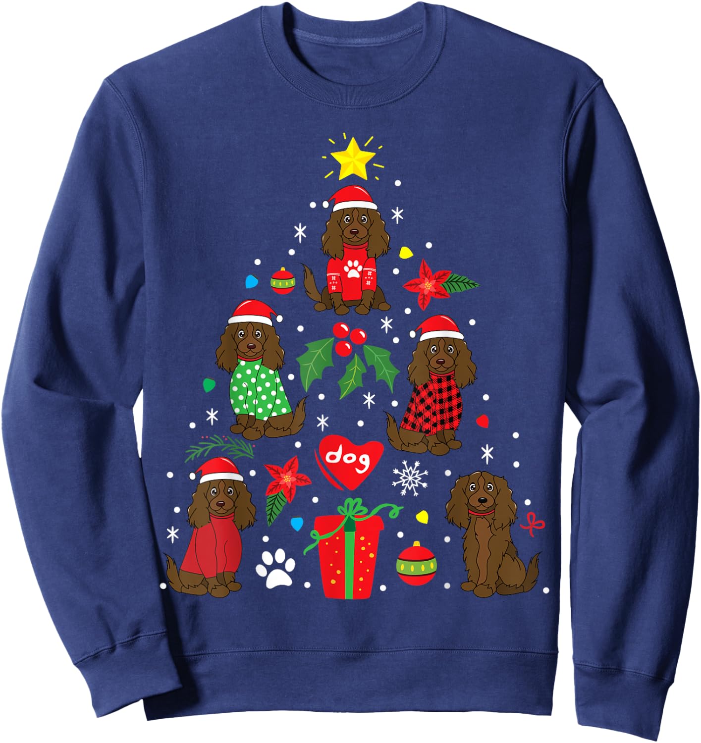 Boykin Spaniel Christmas Funny Dog Gift Sweatshirt - Sweatshirt | Navy
