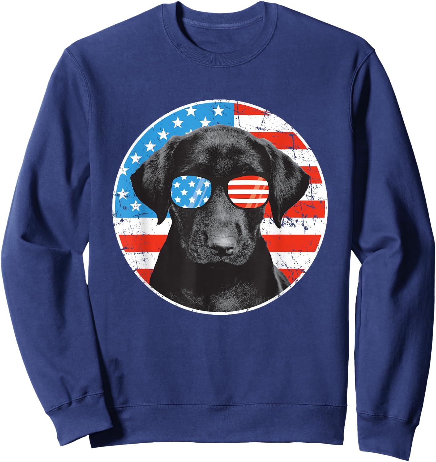 Fourth Of July Dog American Flag July 4th Labrador Retriever Sweatshirt - Sweatshirt | Navy