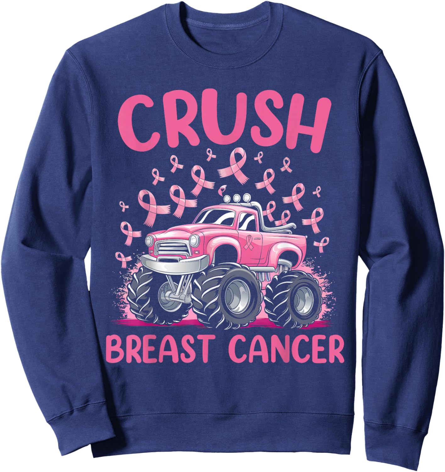 Crush Breast Cancer Awareness Truck pink for kids Sweatshirt - Sweatshirt | Navy
